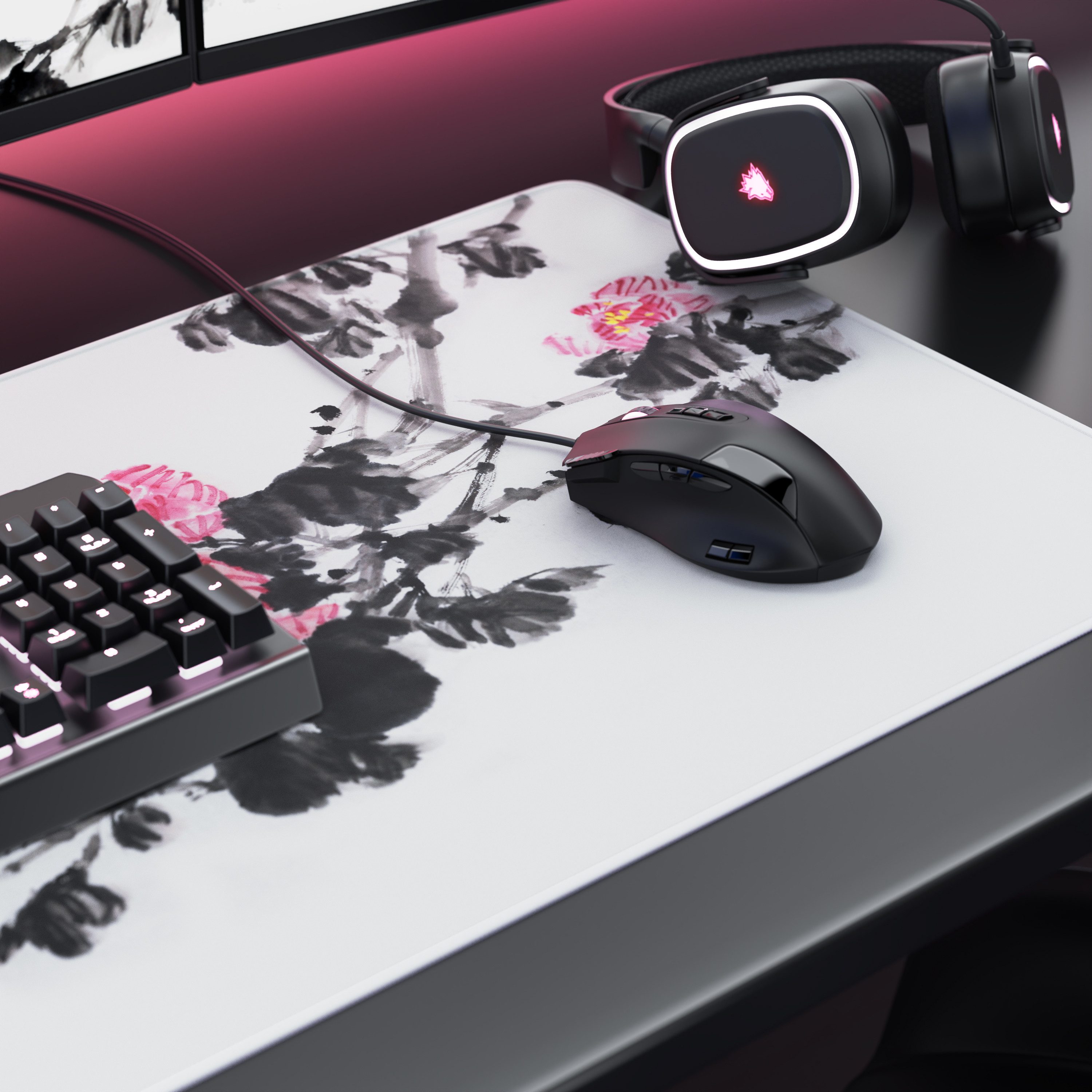 Titanwolf Gaming Mauspad XXL Speed Mousepad 900 x 400 x 3 mm, Schreibtischauflage, abwaschbar (1-St), rutschfeste Rückseite, Geschwindigkeit & Präzision, Sumi-e – Bild 5 von 5