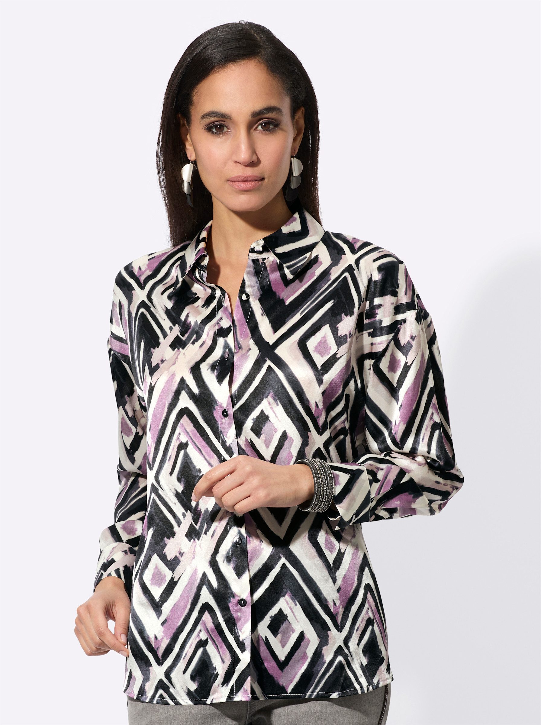 creation L Klassische Bluse Seiden-Viskose-Bluse Langarm günstig online kaufen