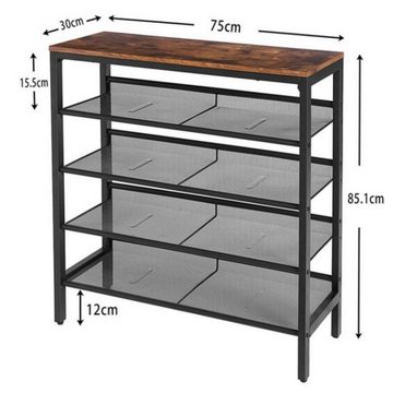 Hoobro Schuhregal Schuhregal, 5-stöckige flach & schräg verstellbares für 16 Paar