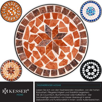 KESSER Gartentisch, Mosaiktisch Bistrotische Blumenhocker Rund 60 34 cm Metall