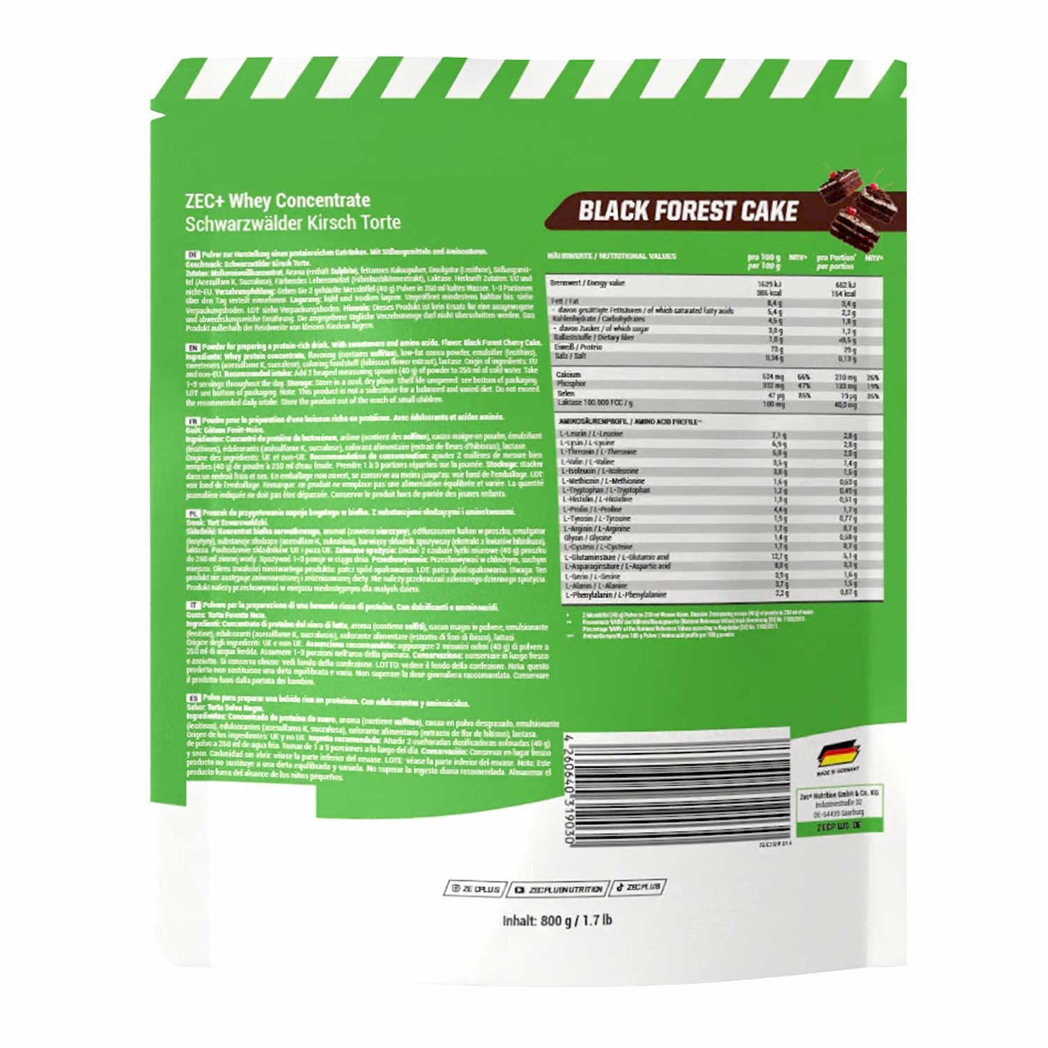 Zec+ Nutrition ZEC+ WHEY CONCENTRATE 800g Pulver