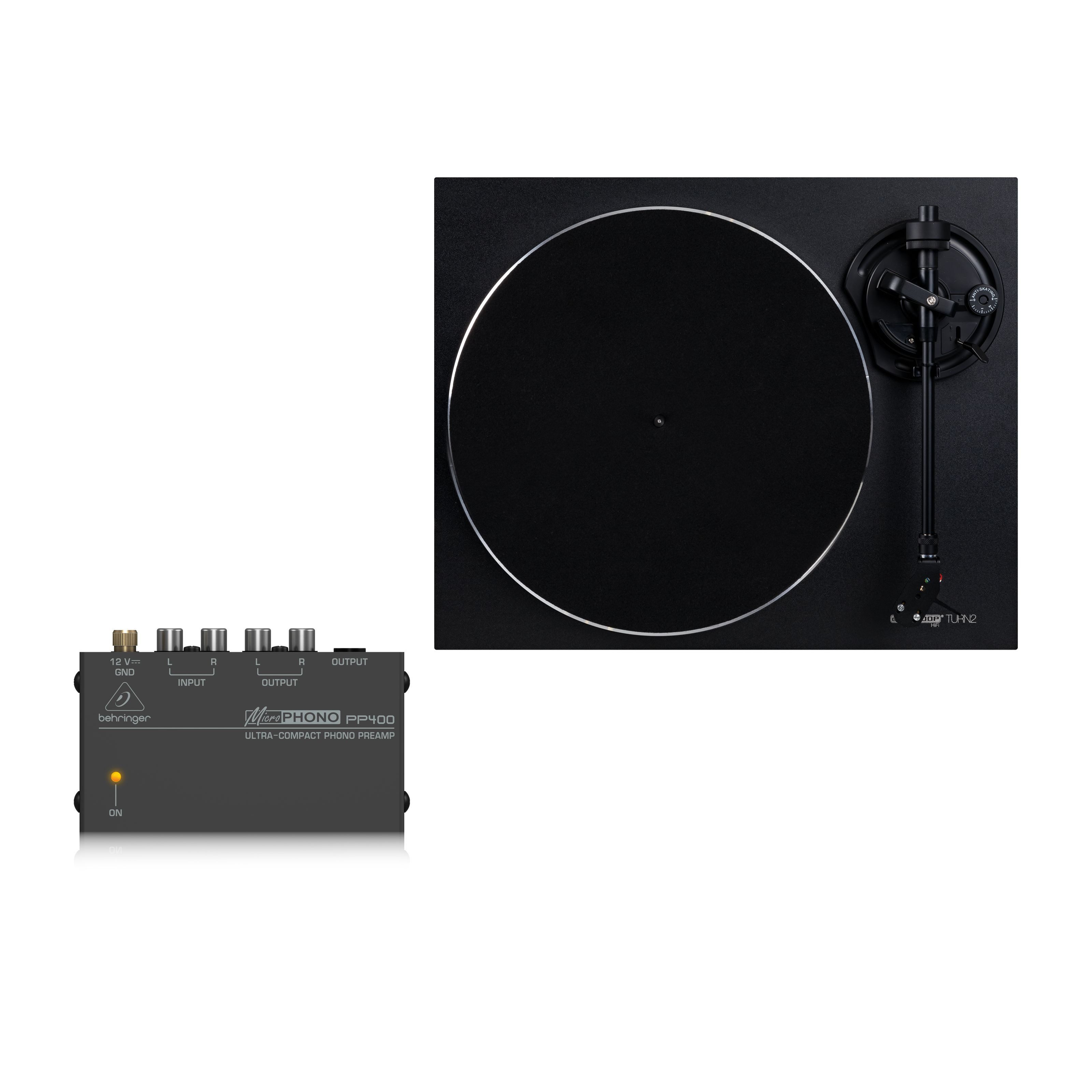 Reloop® Plattenspieler (Turn2 Black + PP400 - Hifi Plattenspieler-Set)