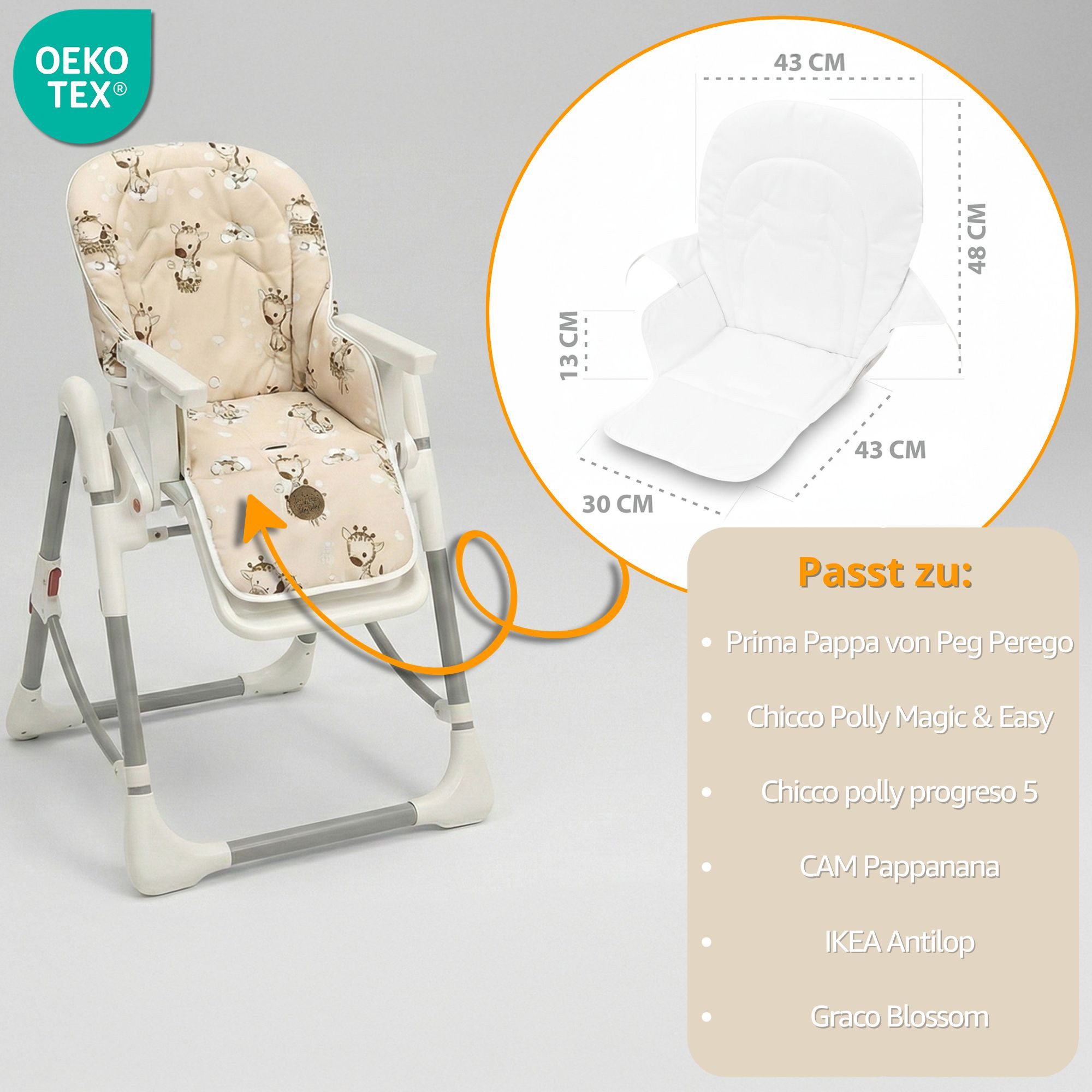 Totsy Baby Sitzverkleinerer für Hochstuhl Baby Sitzkissen Kinderstuhl Cover Sitzauflage Cover