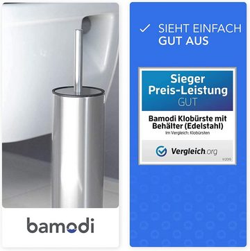 Bamodi WC-Garnitur Edelstahl Klobürste & Behälter mit Spritzschutz, (4 Stück in einem Set), Perfekte Passform für die Toilette