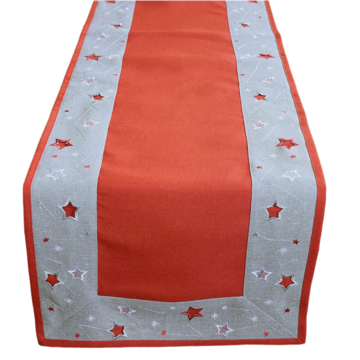 Tischdecke Tischläufer Stickmotiv Sterne Winterdekoration Weihnachten