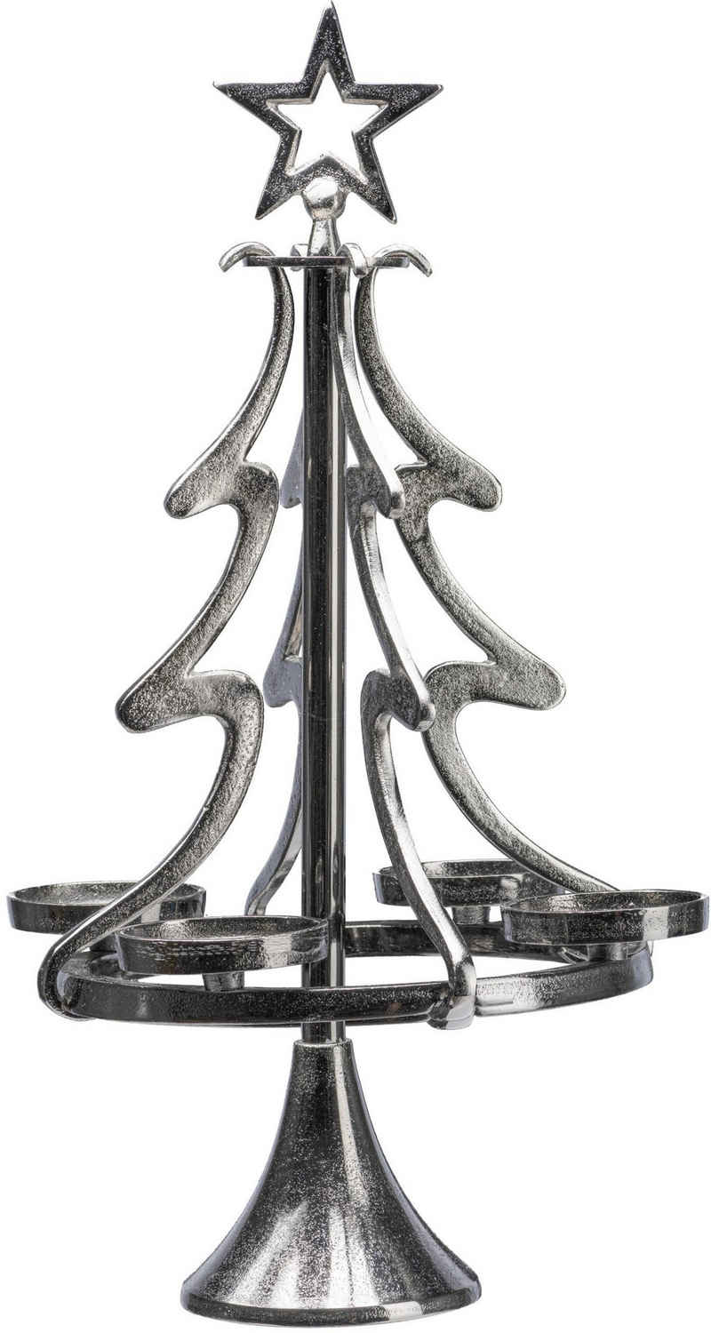 my home Adventsleuchter Tannenbaum, Weihnachtsdeko (1 St), Kerzenständer aus Aluminium, Höhe 55 cm