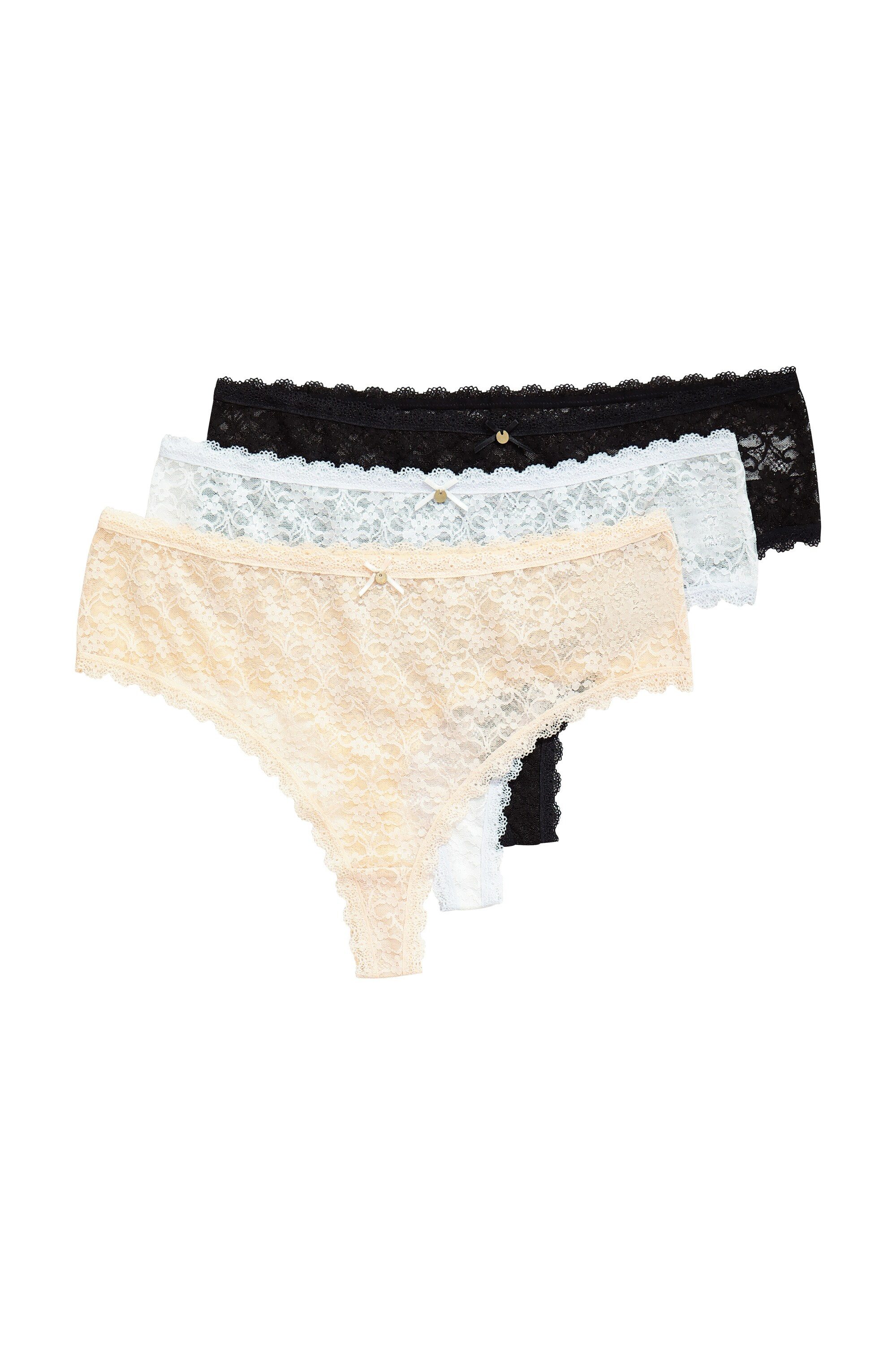 Ulla Popken Slip TruYou Strings 3er-Pack transparente Spitze