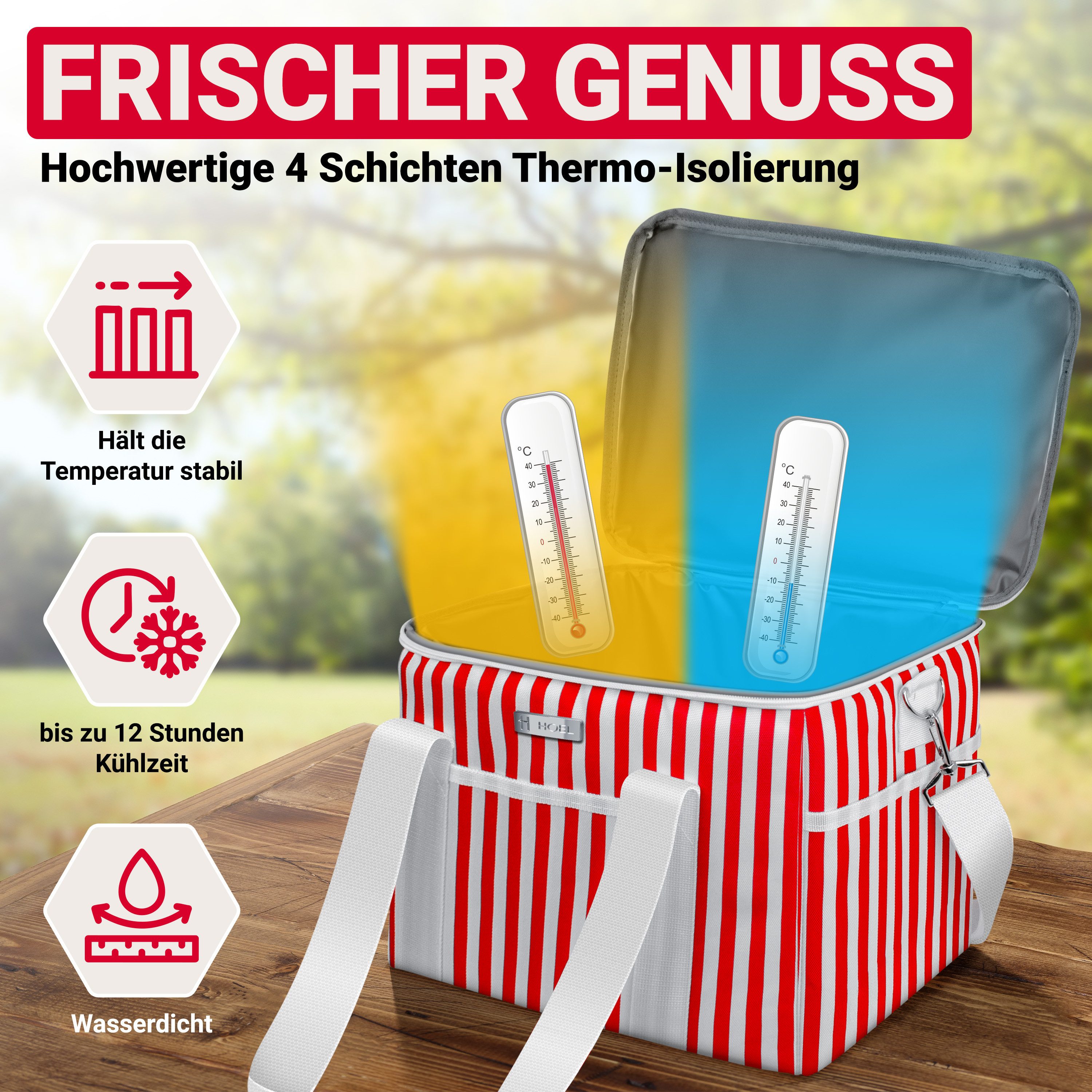 HOEL Kühltasche HOEL Kühltasche klein 20L & Gross 30L - Isoliertasche - Lunchtasche