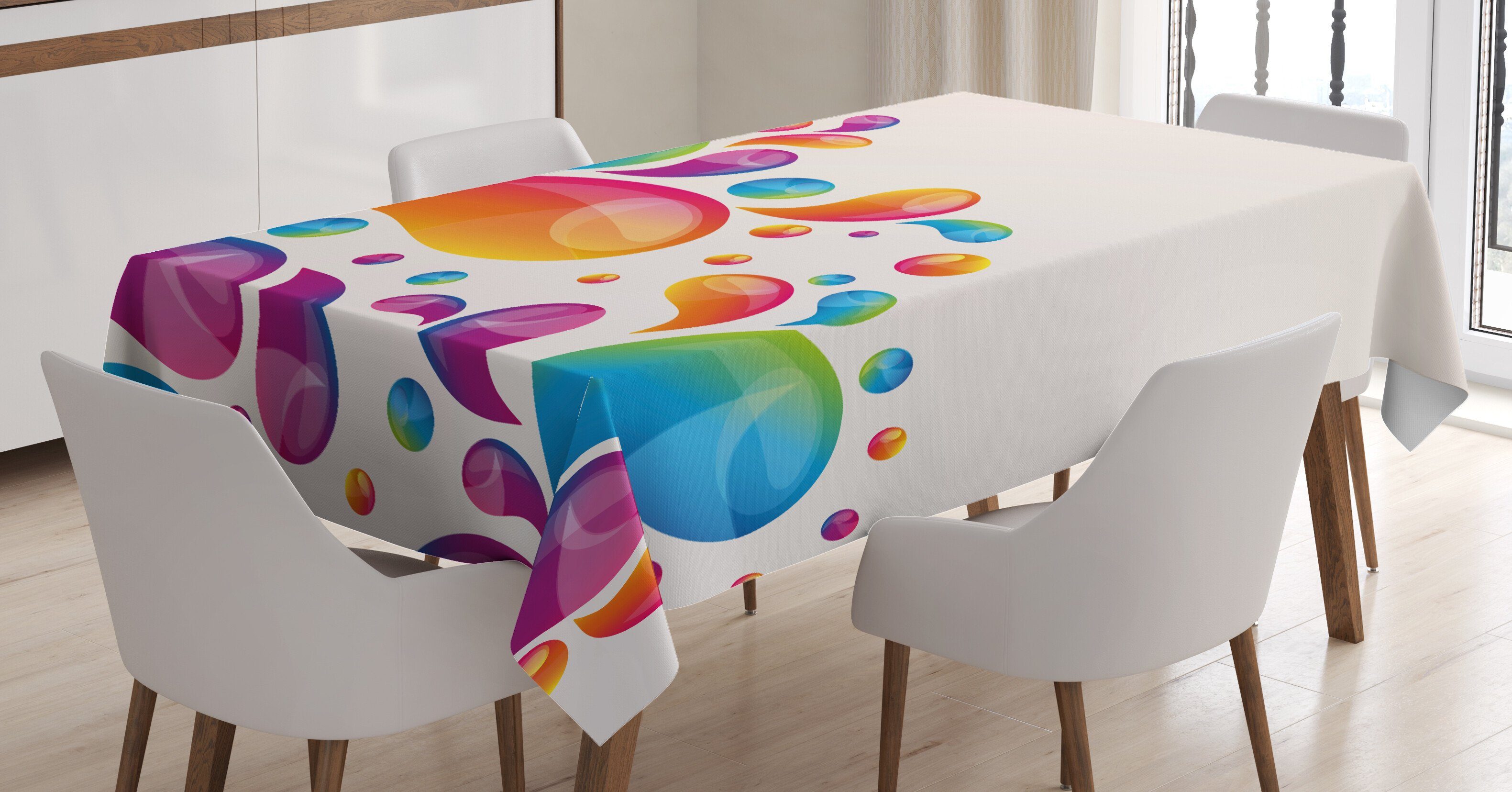 Abakuhaus Tischdecke Farbfest Waschbar Für den Außen Bereich geeignet Klare Farben, Bunt Abstrakt Regentropfen