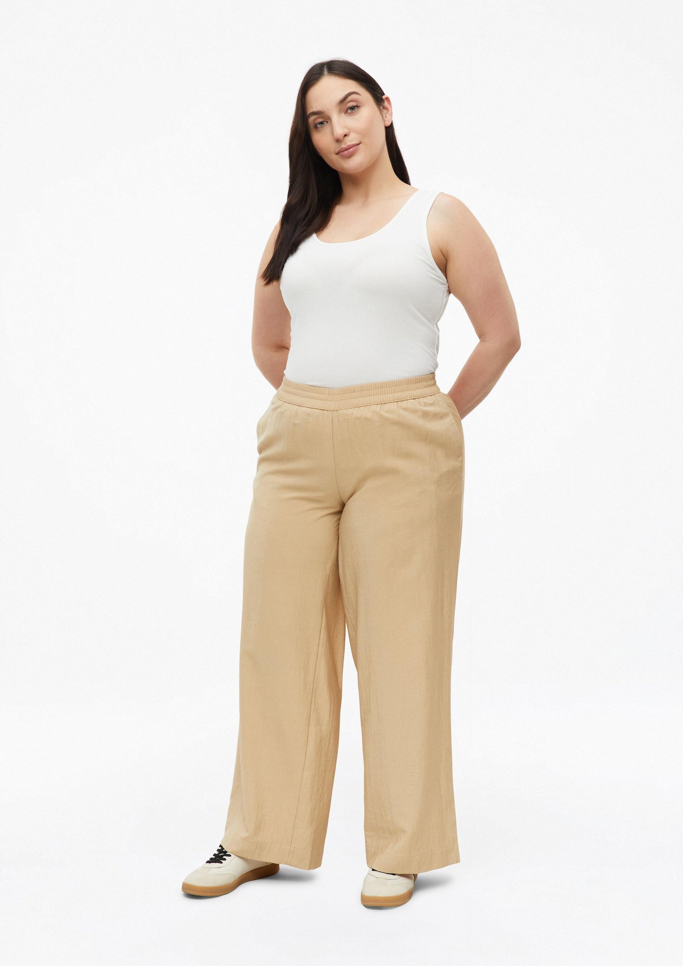 s.Oliver Chinos Hose Leichte Wide Leg Hose mit Elastikbund – Bild 5 von 5