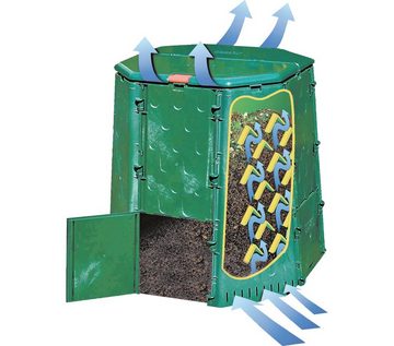 Dehner Komposter Thermokomposter, 109 x 94 x 94 cm, grün, 700 l, großer Gartenkomposter, frostfest und UV-beständig