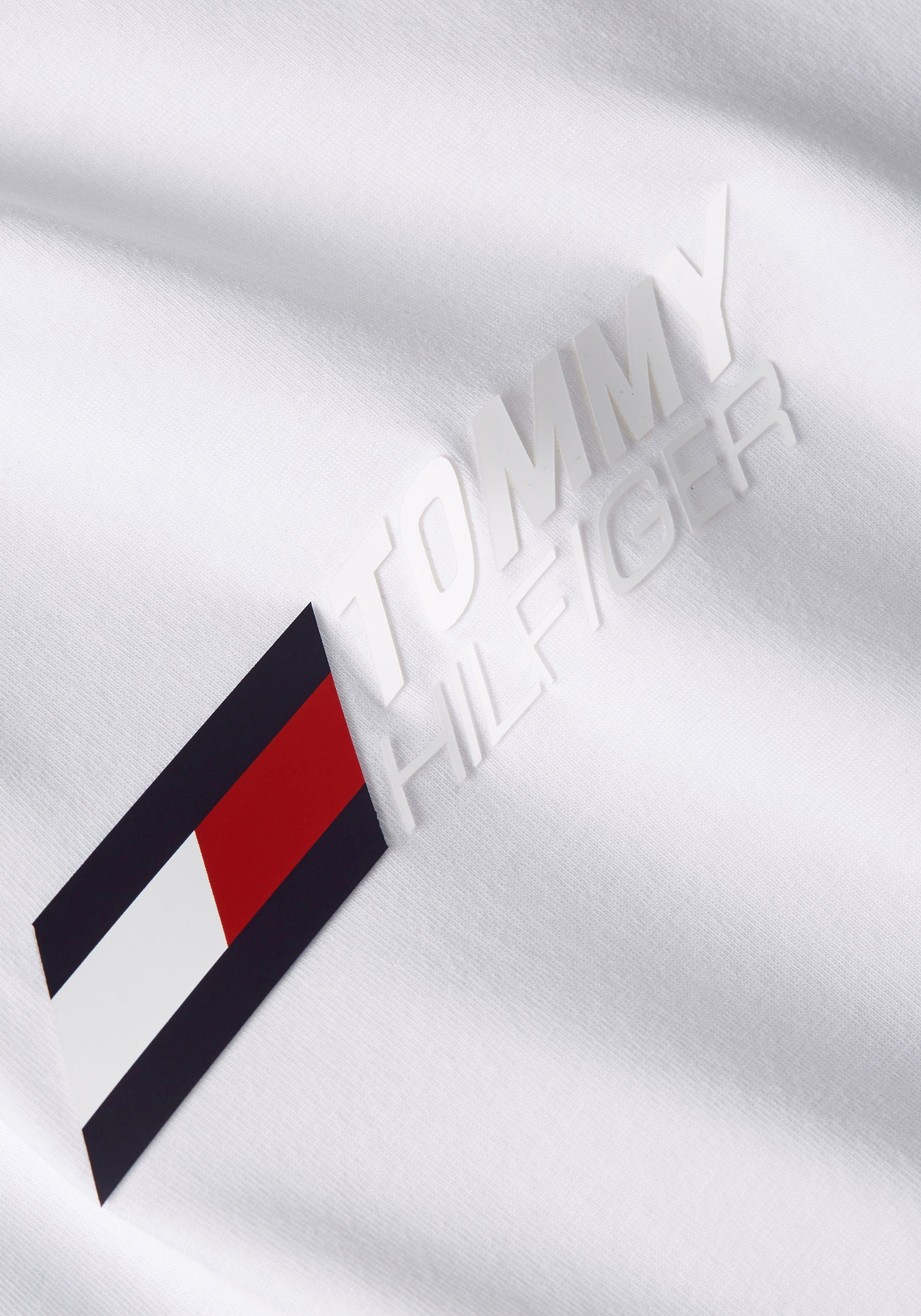 der White T-Shirt Sport mit ESSENTIAL Hilfiger Logodruck Hilfiger LOGO Tommy BIG Optic Brust TEE auf Tommy