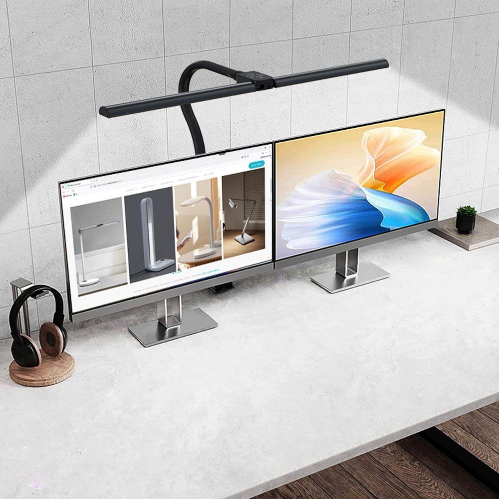 MUPOO LED Tischleuchte Doppelkopf Schreibtischlampe LED Dimmbar,24W 80CM/10 günstig online kaufen