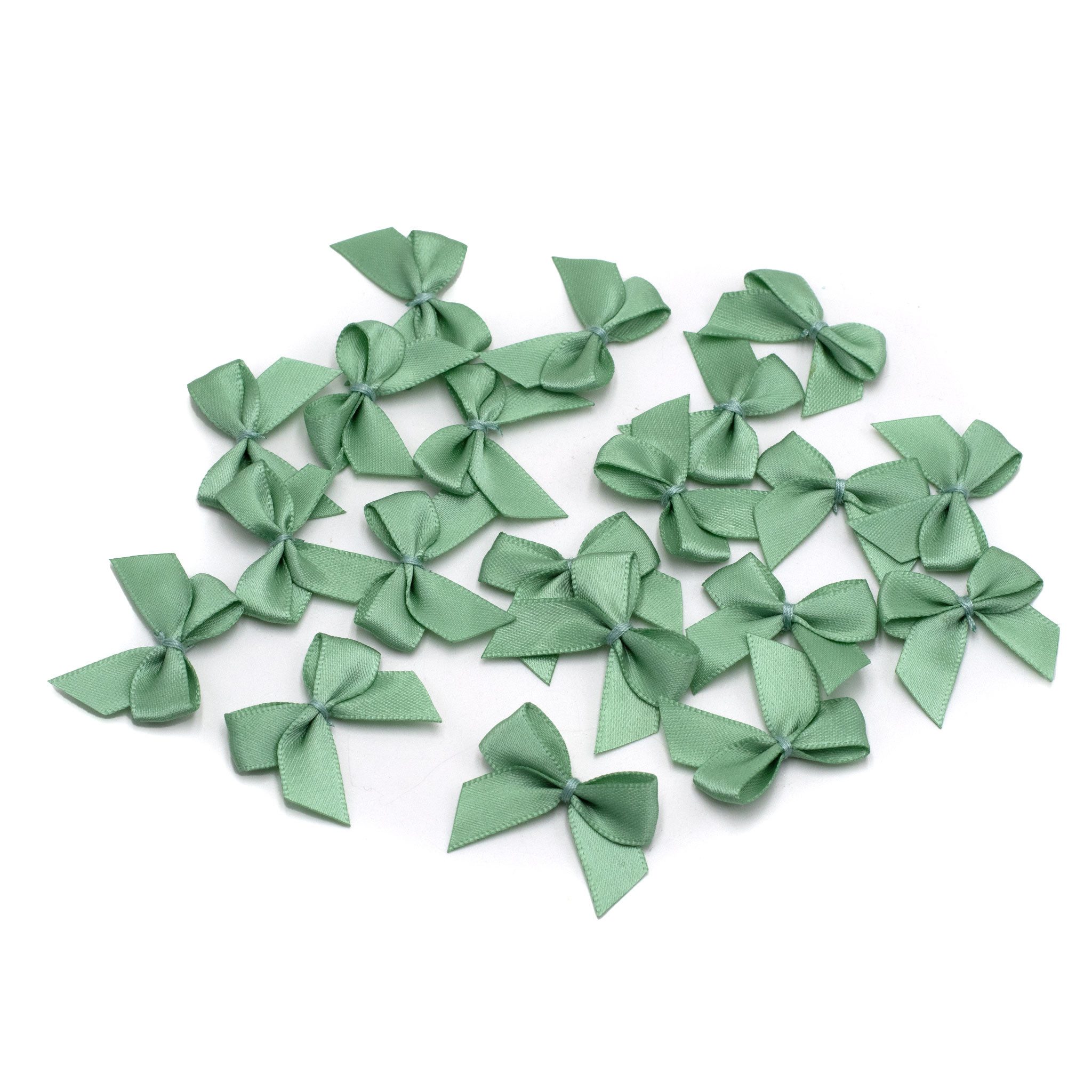 Creativery Пластырь, Textil, Satinschleifen 25x30mm zum Ремесло & Aufnähen 20 Stück Eukalyptus