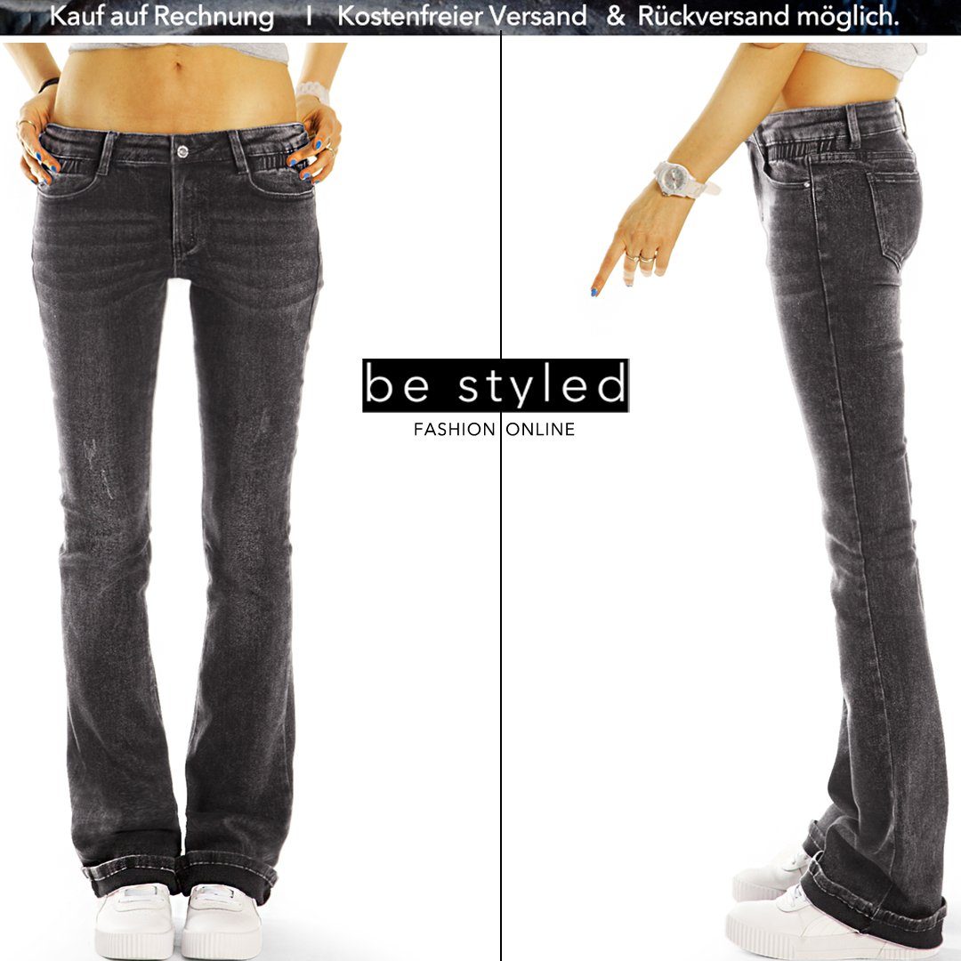 j1k medium styled be Damenjeans, waist Schlaghosen Bootcut-Jeans