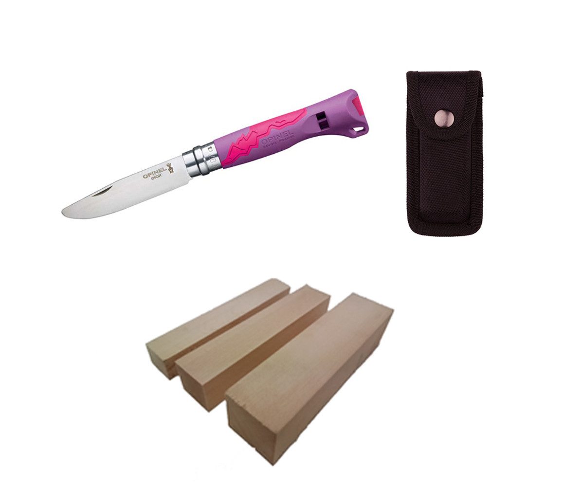 Opinel Taschenmesser, (Mein erstes Schnitzmesser von Opinel), Kinder-Schnitzmesser mit abgerundeter Klingenspitze