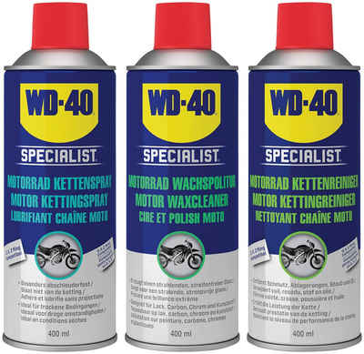 WD-40 Specialist Motorrad Pflegeset Zweiradreiniger (3-tlg., für die komplette Pflege von Motorrädern)
