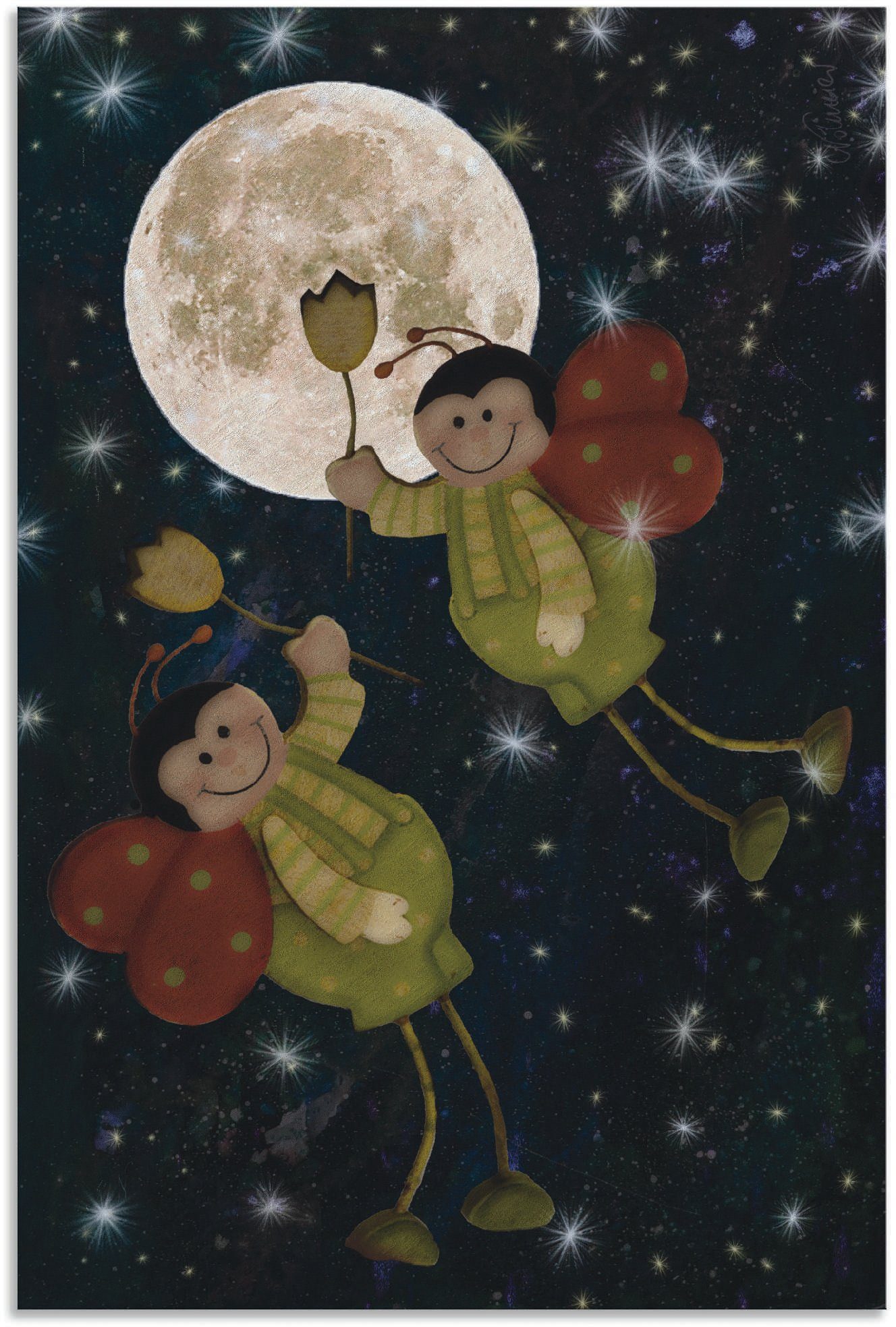 Artland Wandbild »Flug zum Mond«, Märchenbilder (1 Stück), in vielen Größen & Produktarten - Alubild / Outdoorbild für den Außenbereich, Leinwandbild, Poster, Wandaufkleber / Wandtattoo auch für Badezimmer geeignet-Otto