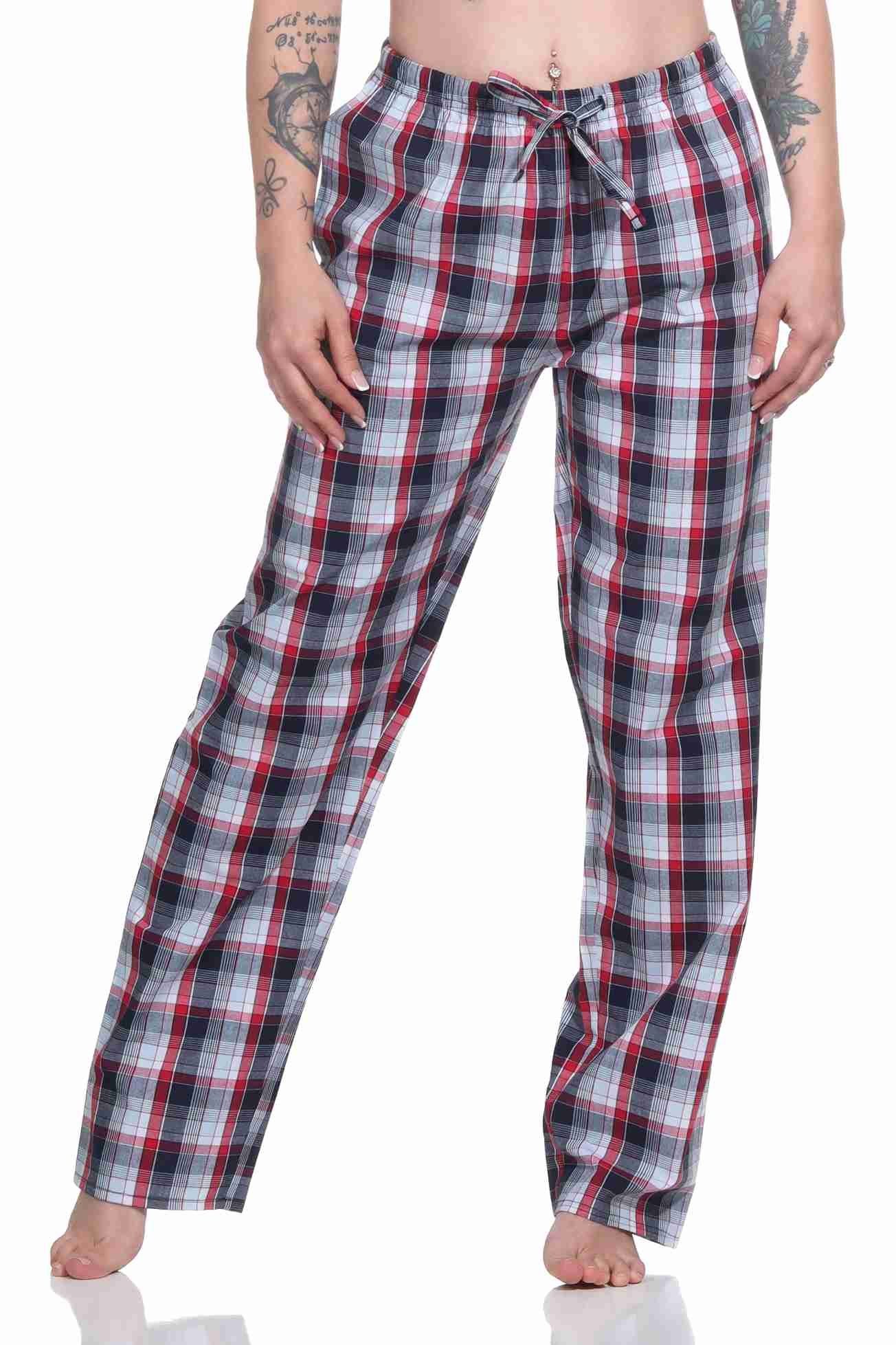 aus zum – ideal Pyjama dunkelgrau relaxen gewebt Baumwolle Normann Hose Damen Schlafanzug lang