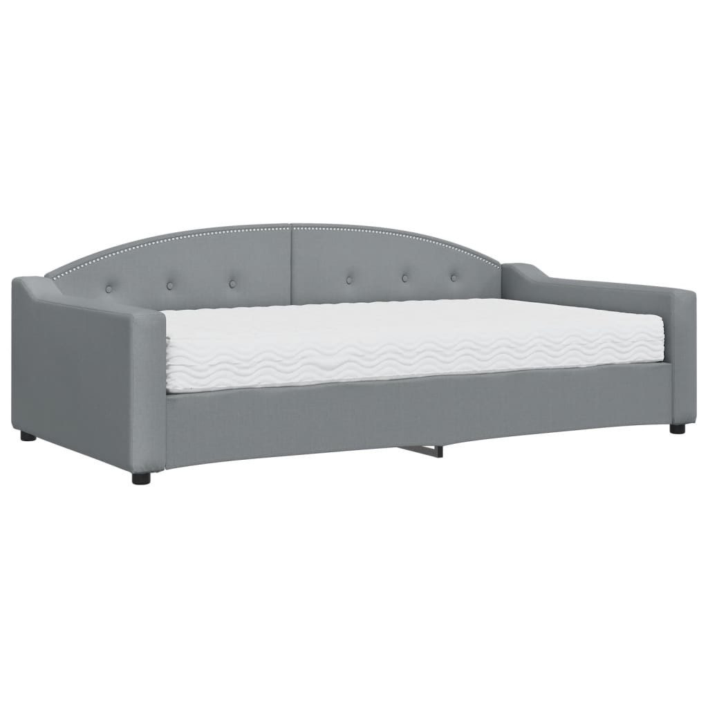 vidaXL Bett, Tagesbett mit Matratze Hellgrau 100x200 cm Stoff günstig online kaufen