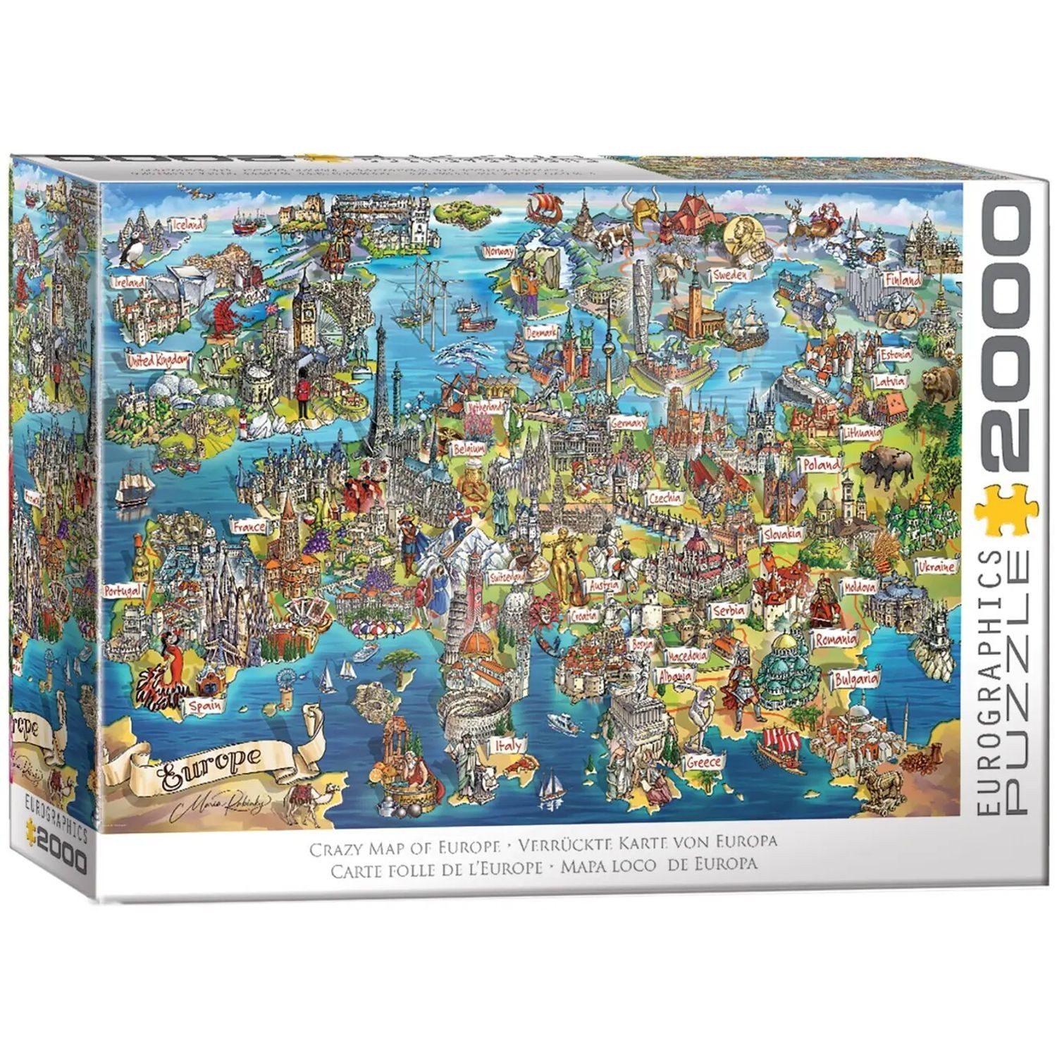 EUROGRAPHICS Puzzle verrückte Europakarte, 2000 Puzzleteile
