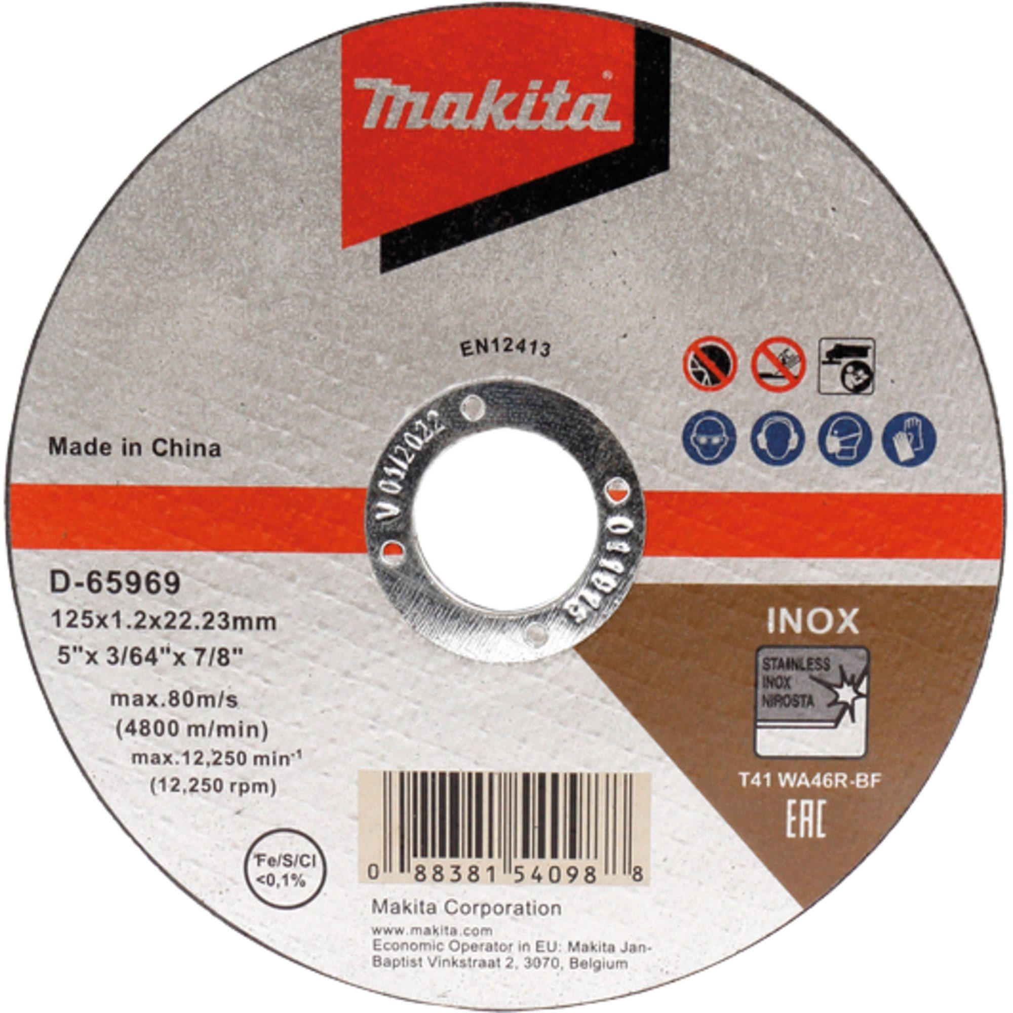 Makita Sägeblatt Makita Trennscheiben Inox, Ø 125mm D-65969-12, (12