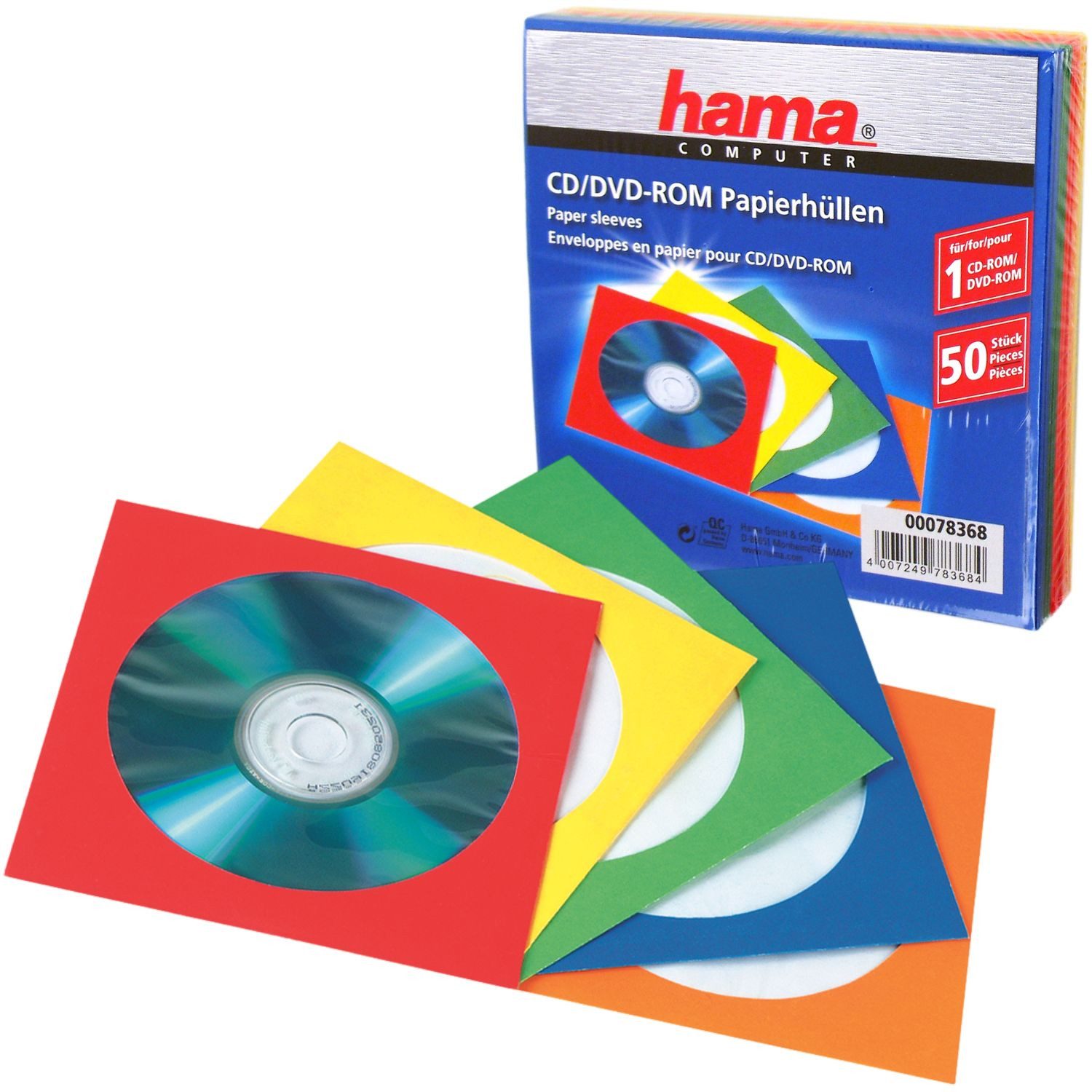 Hama CD-Hülle 50x Papierhüllen Schutz-Hüllen CD-Hüllen, 50er Pack Set Sleeves CD DVD Blu-Ray CD-Tasche Schutzhüllen Papier