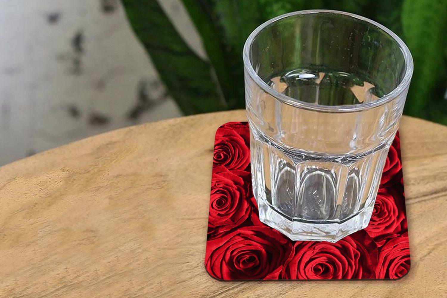 MuchoWow Glasuntersetzer Rosen Tasse Gläser, Glasuntersetzer, für Korkuntersetzer, - Zubehör 6-tlg., - Untersetzer, Rot, Tischuntersetzer, Rose