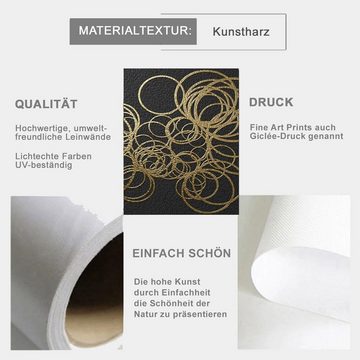 TPFLiving Kunstdruck (OHNE RAHMEN) Poster - Leinwand - Wandbild, Abstrakte Strukturen - (Motive in verschiedenen Größen - auch im 3-er / 4-er Set erhältlich), Farben: Gold, Schwarz, Grau - Größe: 60x80cm