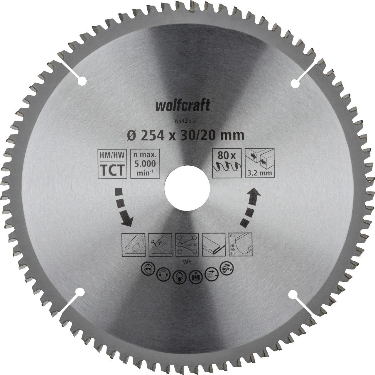 Wolfcraft Kreissägeblatt Wolfcraft Sägeblatt 254 mm für Kapp-Gehrungssäge