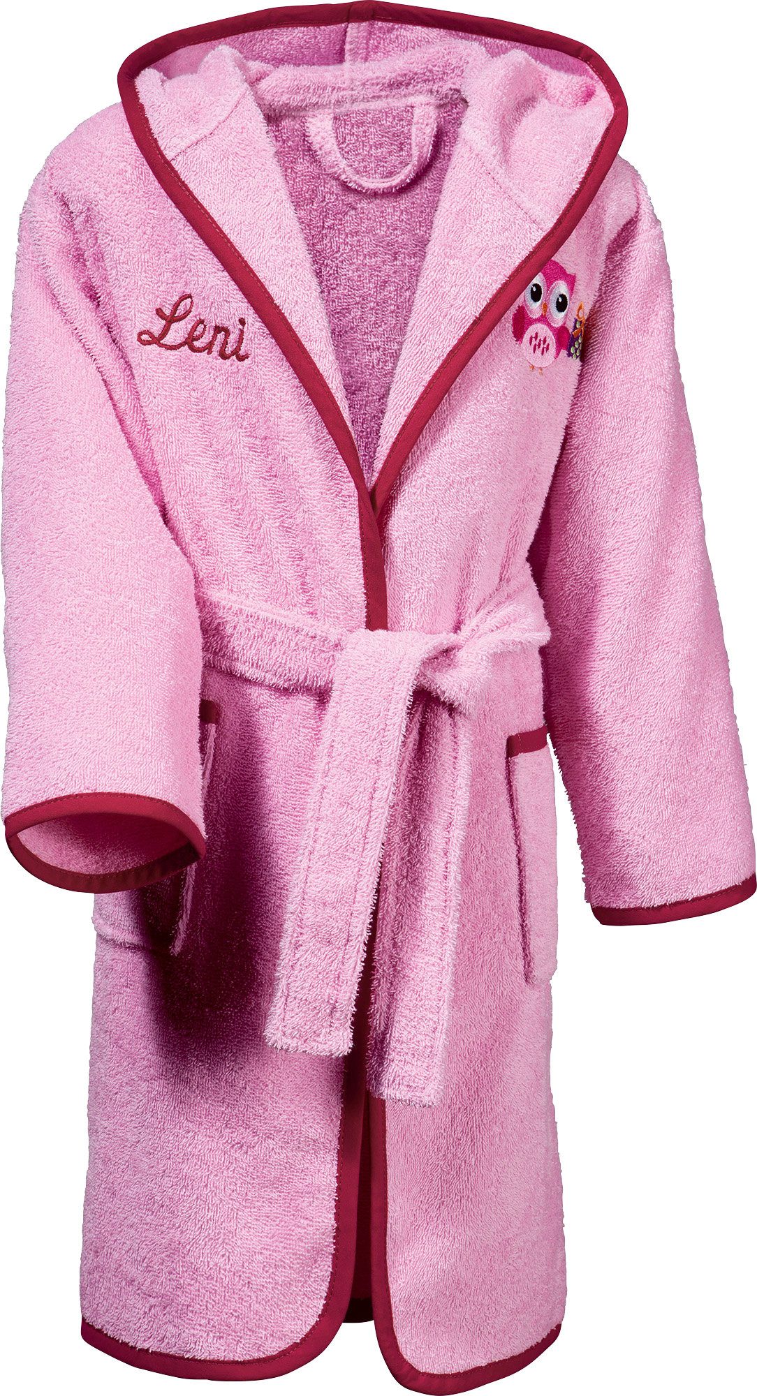 Erwin Müller Kinderbademantel Kinder-Bademantel mit Kapuze, Rückenlänge: 75 cm, Frottier, mit Kapuze/mit Aufsatztasche:, default, Walk-Frottier Uni/Motiv: Eule/Tiermotive: Eule