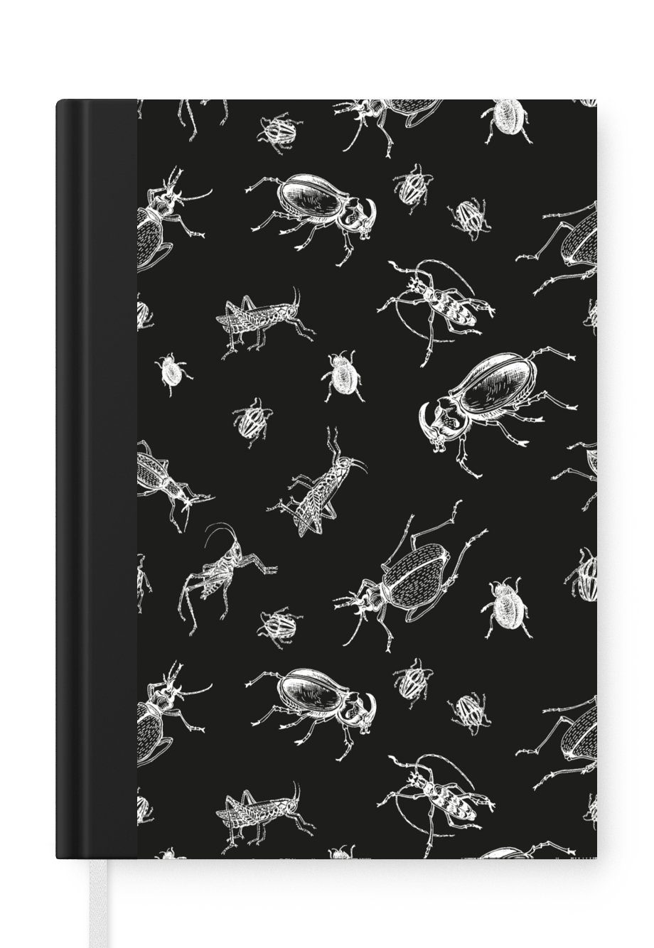 MuchoWow Notizbuch Muster - Insekten - Schwarz und Weiß, Journal, Merkzettel, Tagebuch, Notizheft, A5, 98 Seiten, Haushaltsbuch