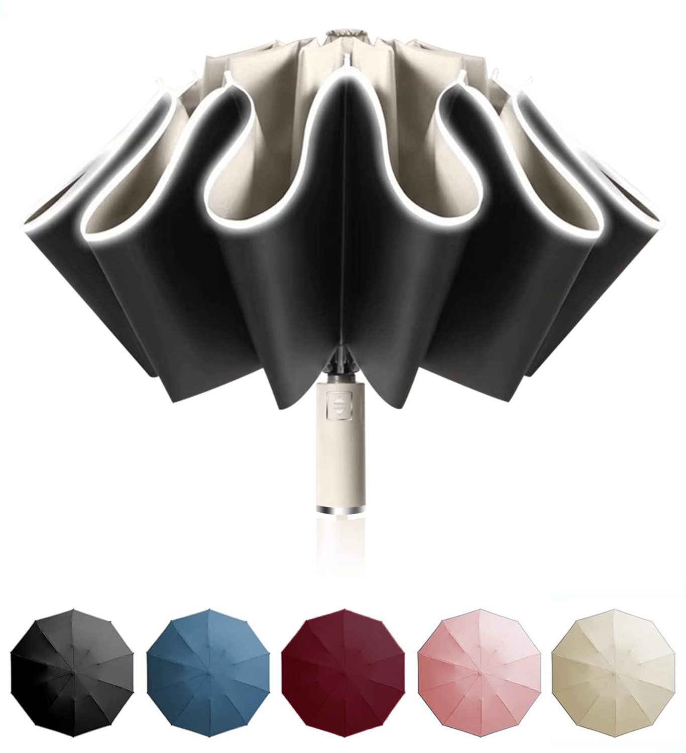 Coonoor Taschenregenschirm Vollautomatischer umgekehrter Regenschirm, große günstig online kaufen