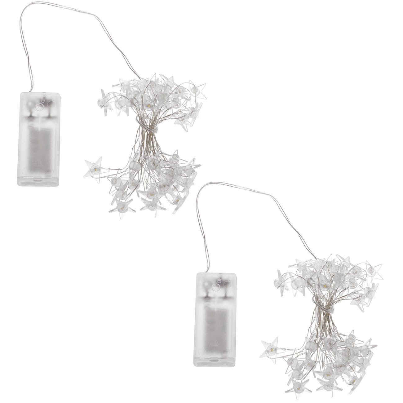 shop'n smile ideoon LED-Lichterkette LED Sternen-Lichterkette, 4,2m Warmweiß mit 40 transparenten Sternen, 40 transparente Deko-Sternen im Abstand von 10cm/Batteriebetrieb