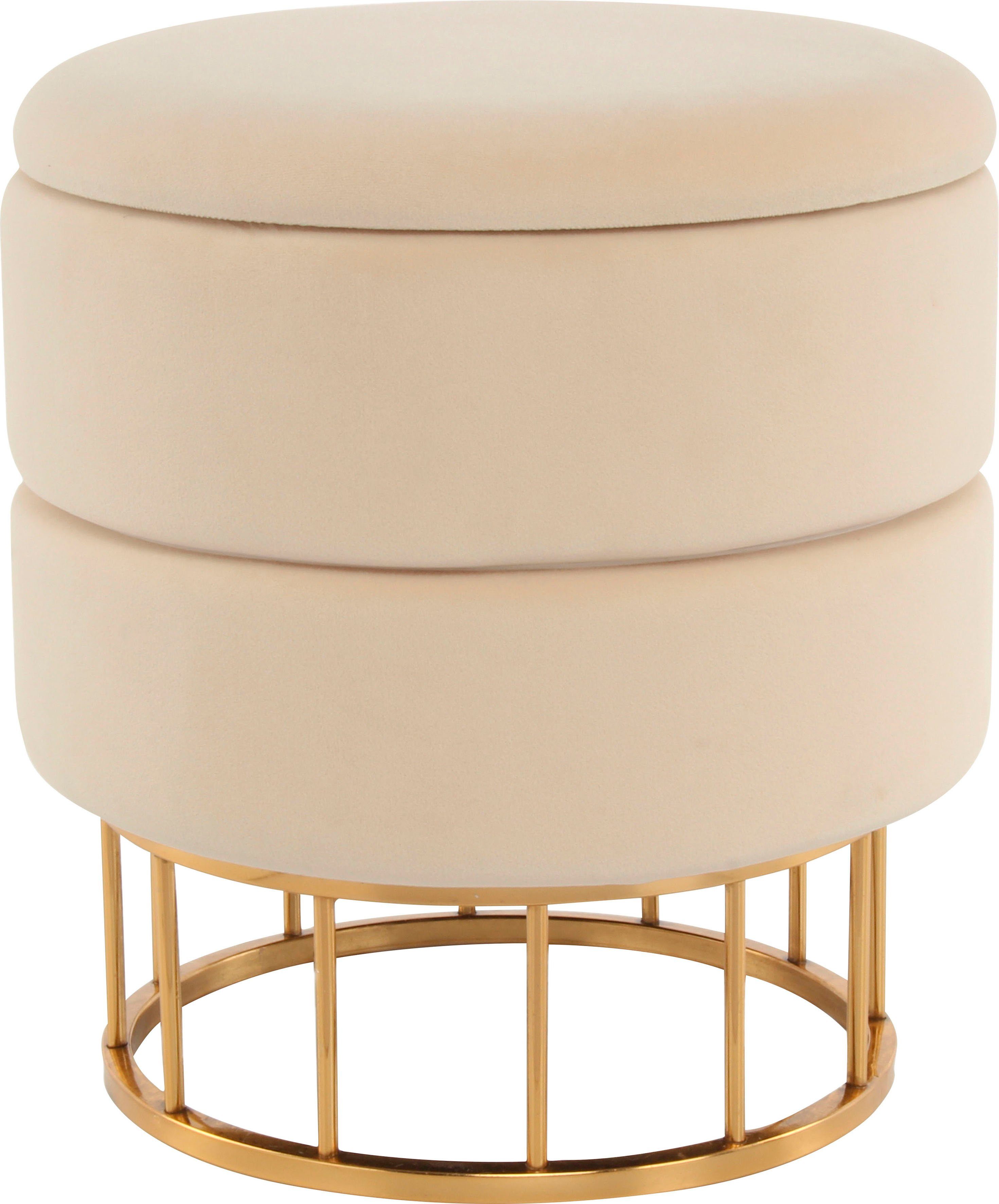 Kayoom Stauraumhocker Hocker Zero 525, Sitzhocker mit Komfort,runde, moderne Form (1 St), glamourös, elegant, mit Stauraum, Bezug aus samtweichem Stoff