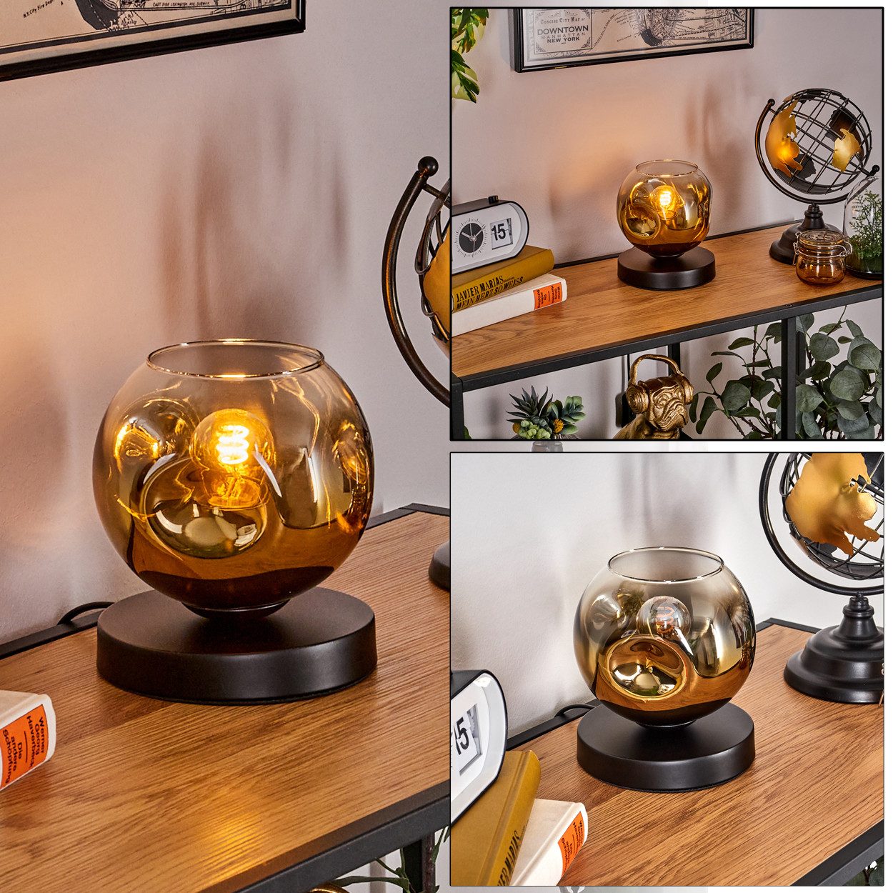 hofstein Tischleuchte Tischlampe aus Metall/Glas in günstig online kaufen