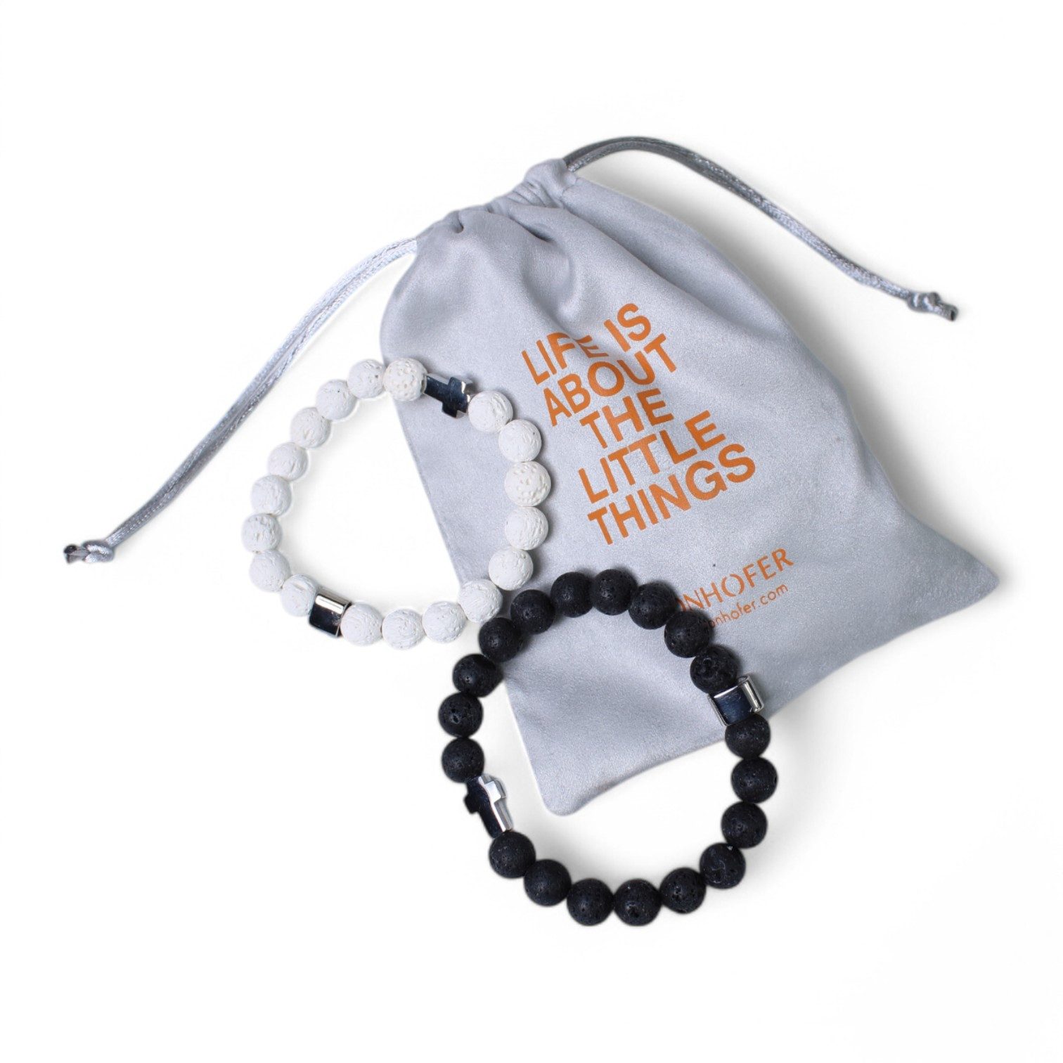 FRONHOFER Perlenarmband 19361, Material: Lavasteinperlen, Metallteile; Stil: maskulin, aktuell