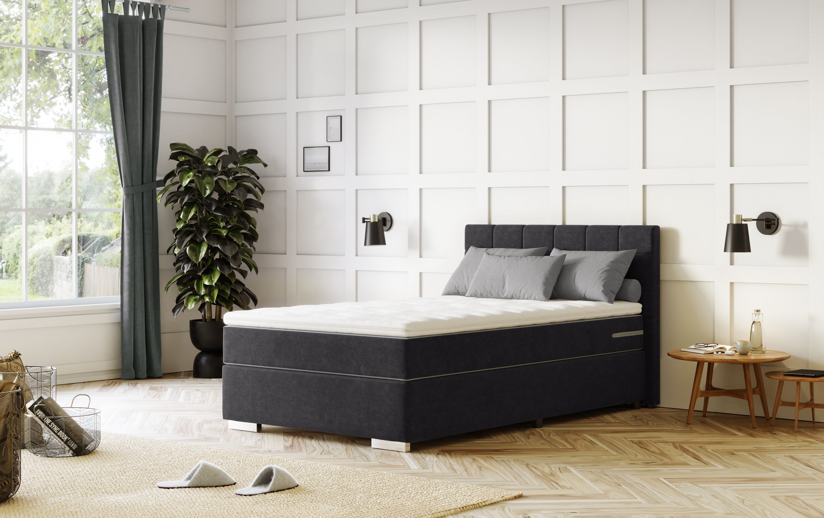 COTTA Boxspringbett Simba erhältlich in verschiedenen Breiten, Farben und Härtegraden, Bezugsstoff: Struktur fein