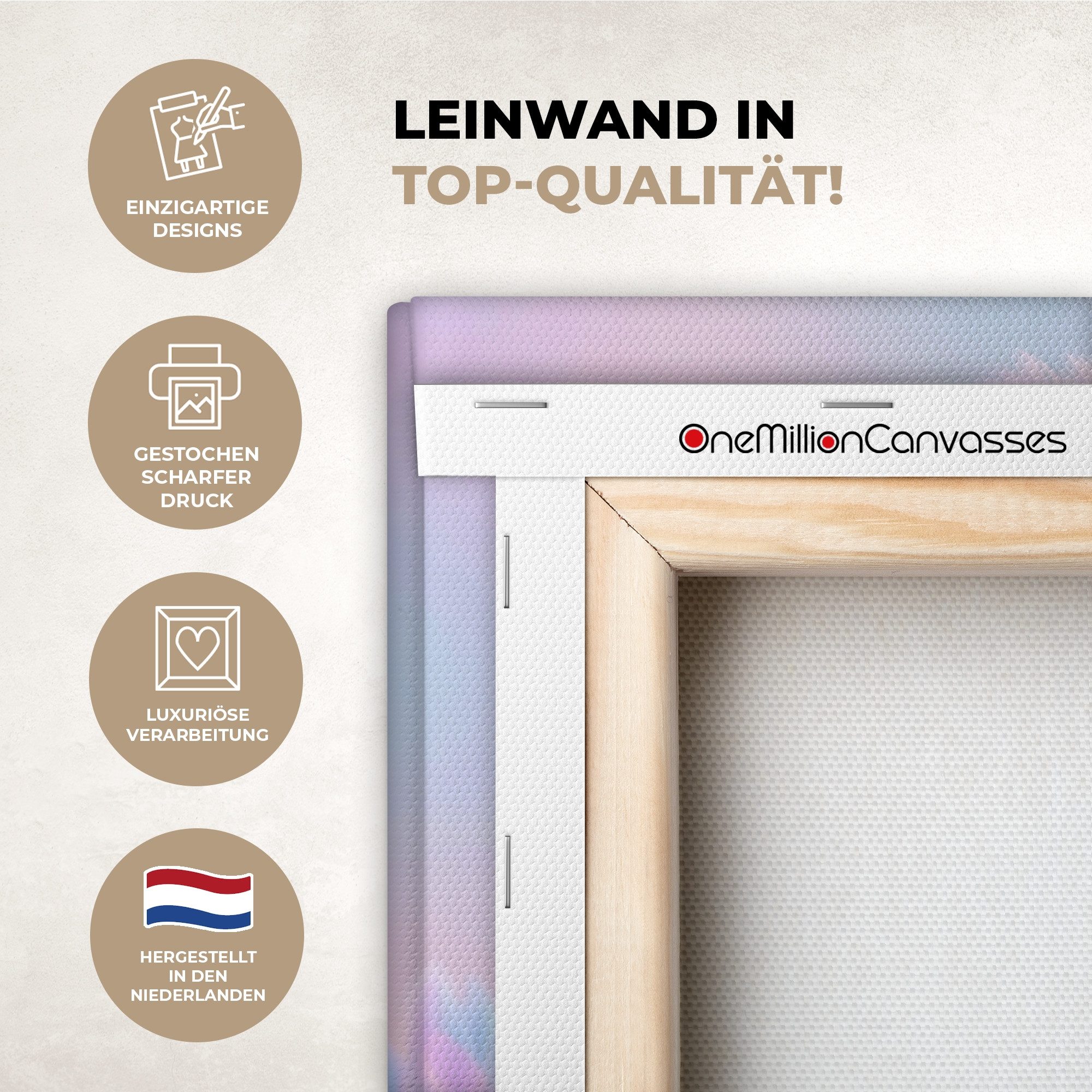 OneMillionCanvasses® Leinwandbild Ente - Brille - Pastell, Fotodruck (1 St), Leinwand Bilder Klein, Wand Dekoration Aesthetic 30x20 cm