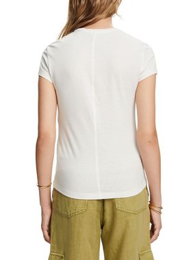 Esprit T-Shirt T-Shirt mit Rundhalsausschnitt, 100 % Baumwolle (1-tlg)