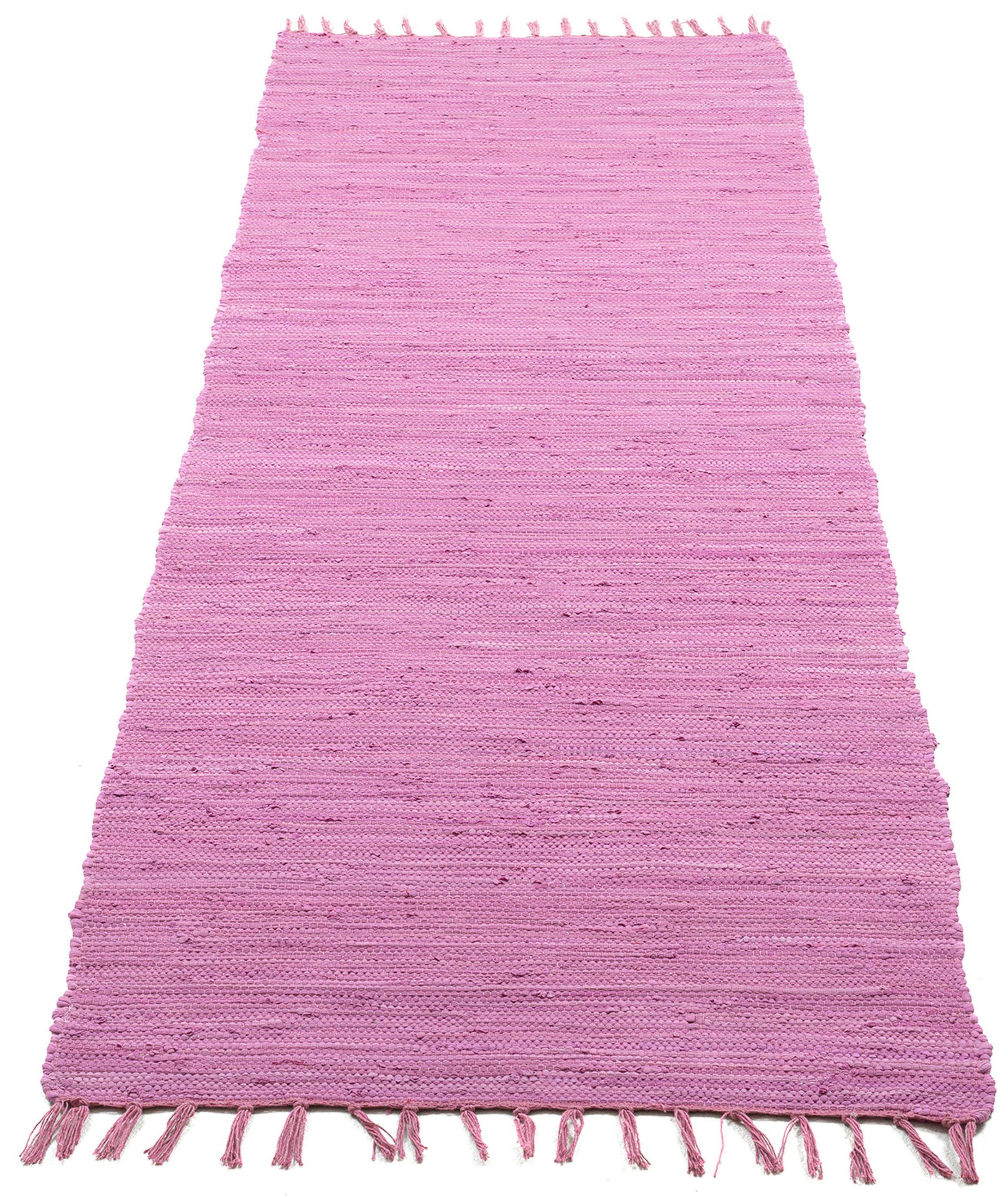 Läufer Happy Cotton Fleckerl, THEKO, rechteckig, Höhe: 5 mm, Handweb  Läufer, Flachgewebe, reine Baumwolle, handgewebt, mit Fransen