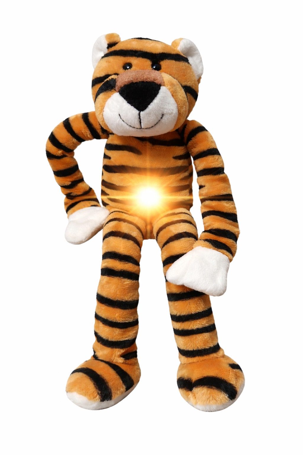 soma Kuscheltier Plüsch Nachtlicht Kuscheltier Tiger 34 cm mit LED Bauchlicht (Set, 1-St., Geschenk-Set), Sanft leuchtendes LED Nachtlicht im Bauch – weiches Kuscheltier