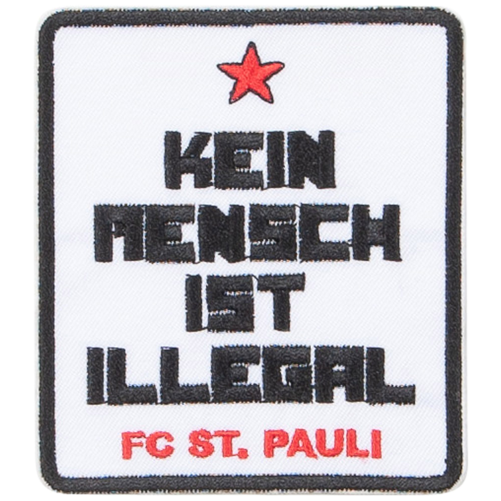 FC St. Pauli Aufnäher FC St. Pauli - Aufnäher Kein Mensch ist illegal - weiß, Baumwolle