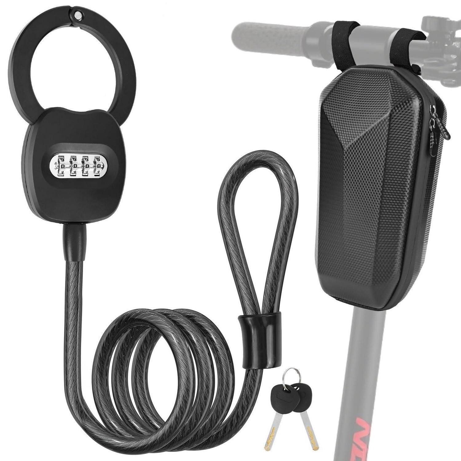 LuxusKollektion Kabelschloss E Scooter Schloss Zahlenschloss 150cm Stahl Schwarz