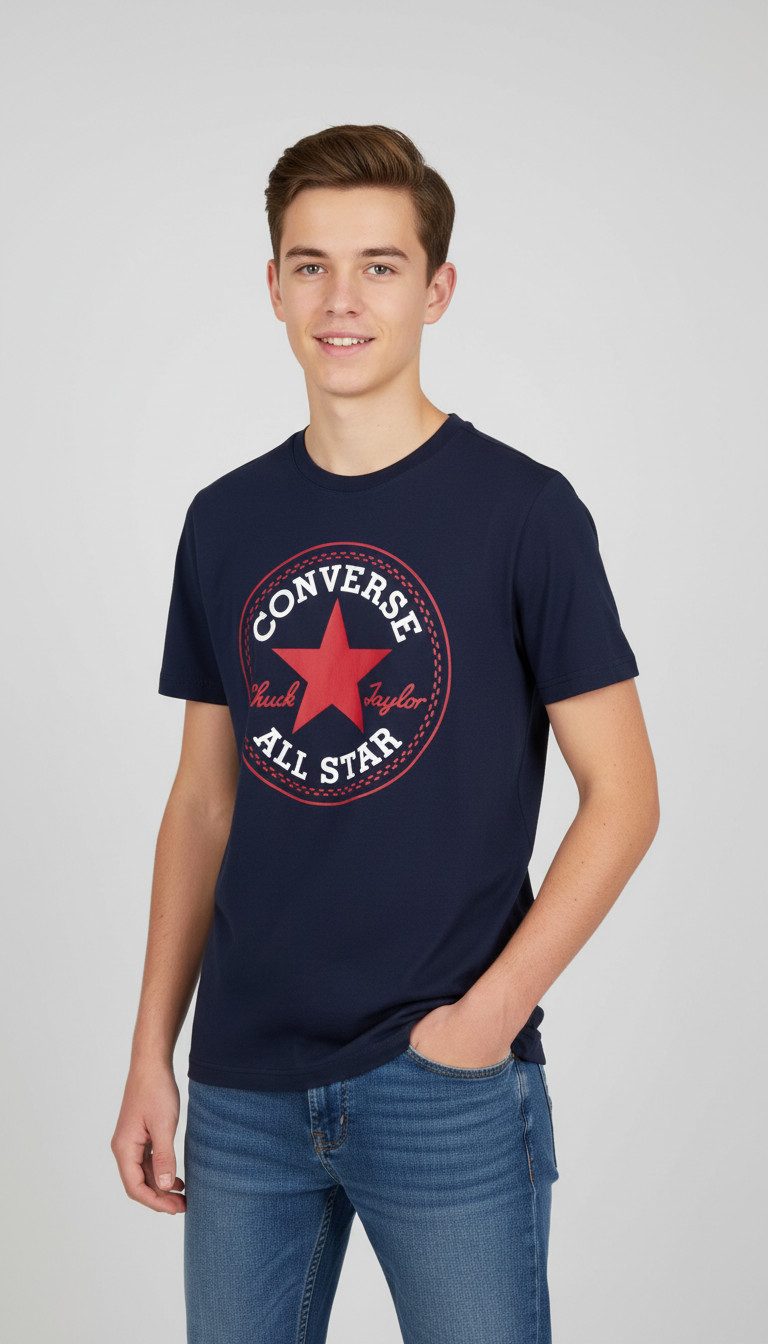 Converse Kurzarmshirt für Kinder mit Rundhalsausschnitt, aus weichem Jersey-Stoff