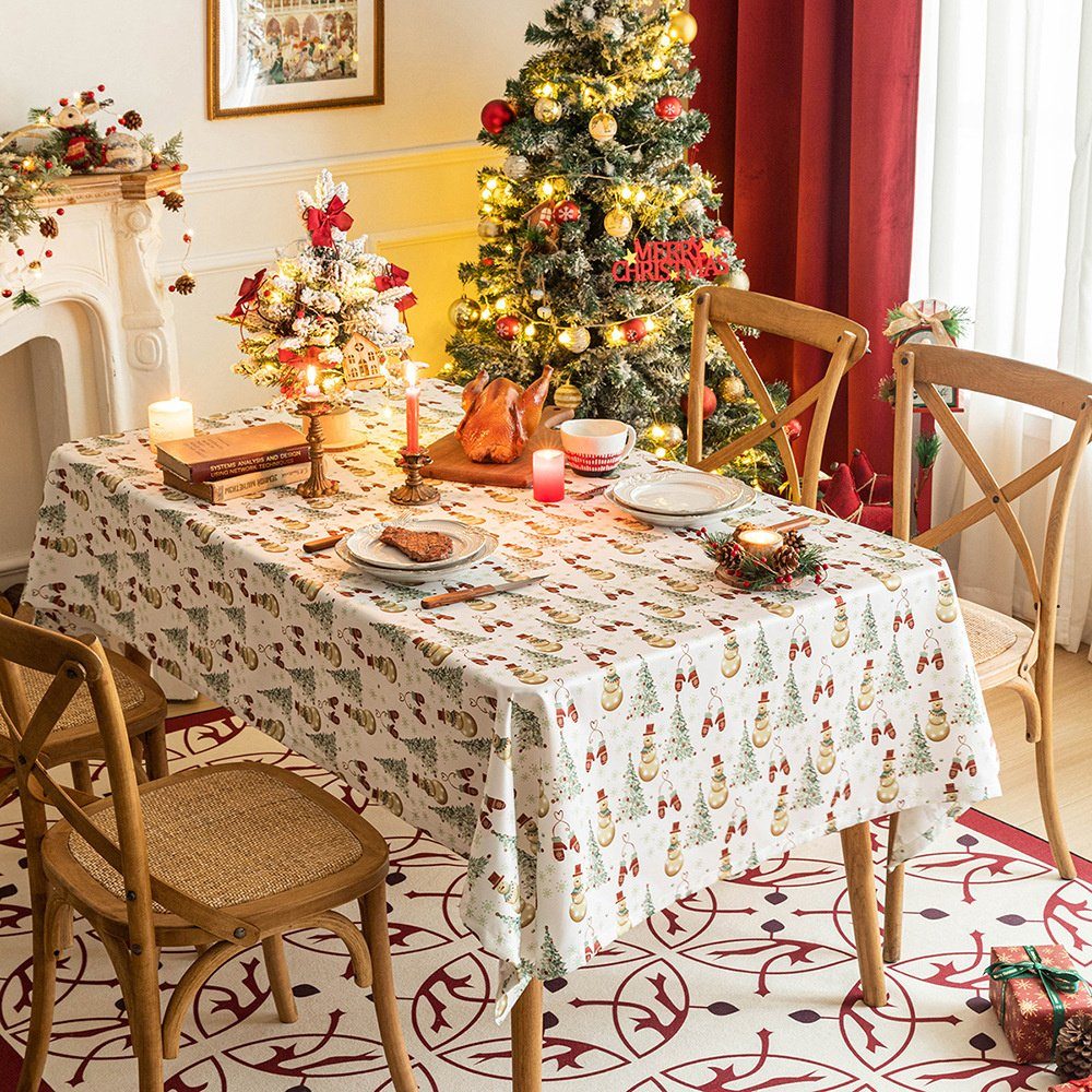 Weihnachts Tischdecke Tischdecke Tischtuch Abwaschbar Party Abwaschbar Tischdekoration Weihnachtstischdecke, für (1-tlg), Weihnachten Groß Tischdecke, Groß Dekorative