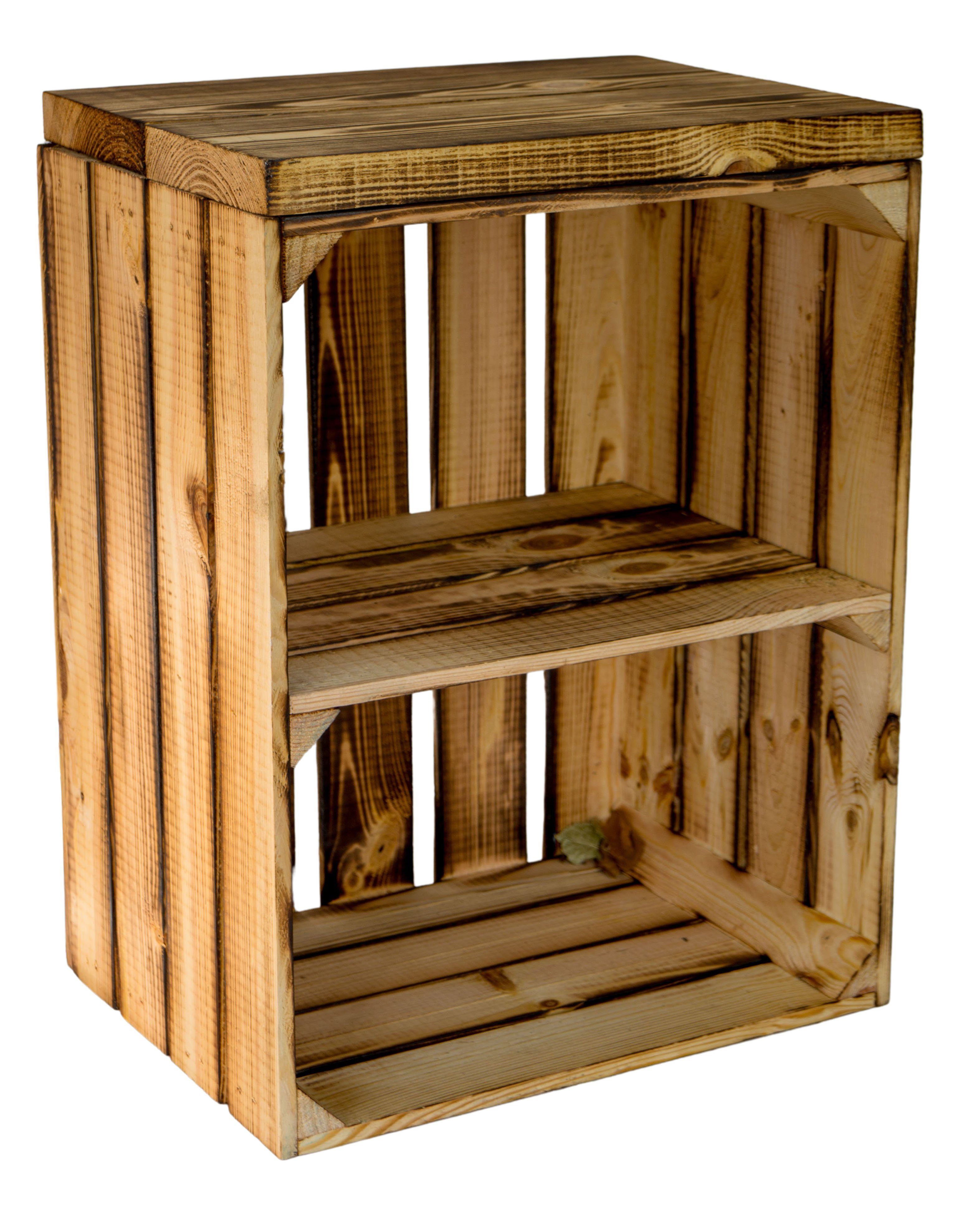 Kistenkolli Altes Land Allzweckkiste Sitzkiste Anne geflammt Quer Sitzfläche dicke Holzplanken (Spar-Set, 1er Set)
