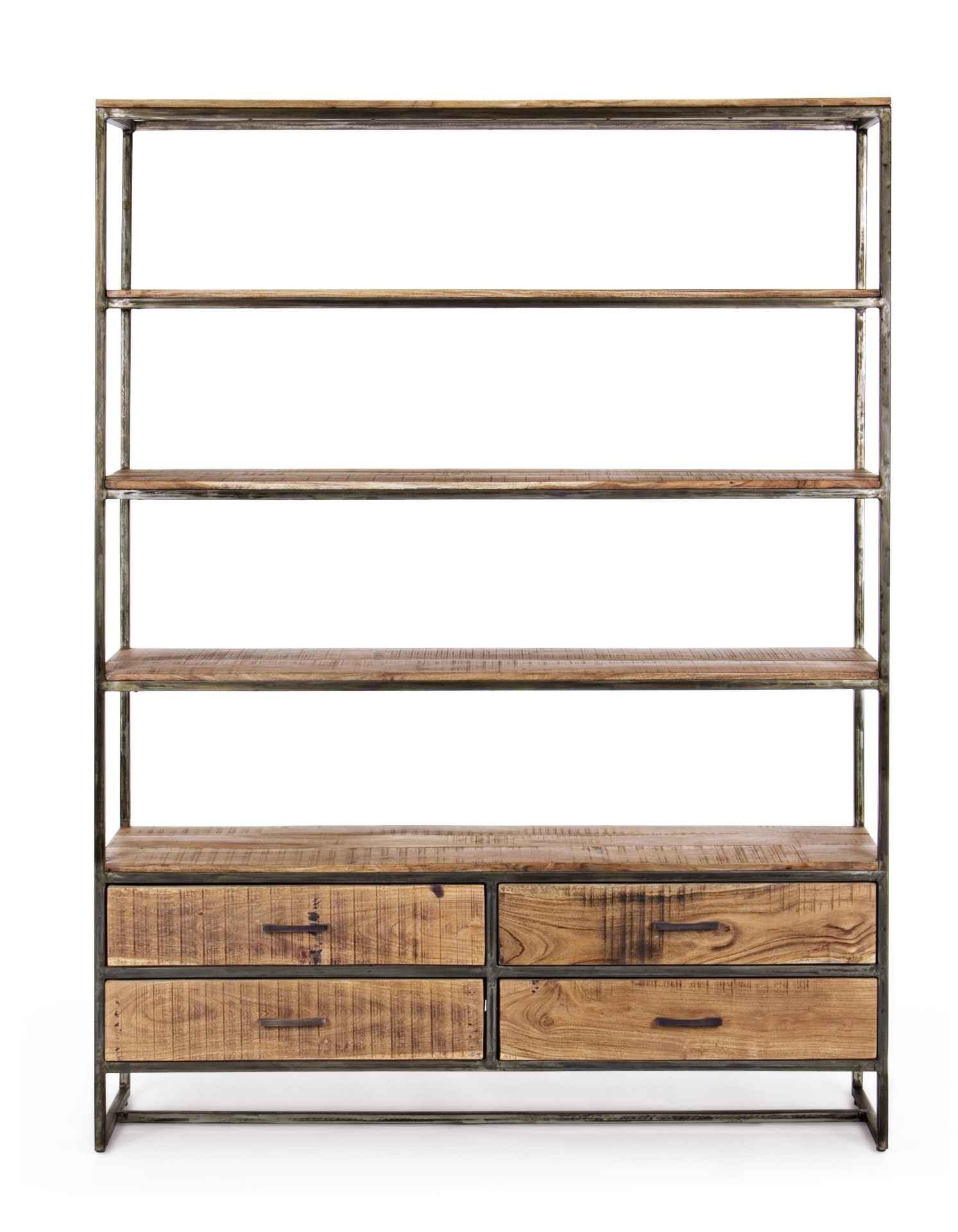 Feeling4Home Bücherregal Elmer aus Akazienholz, 4 Schubladen