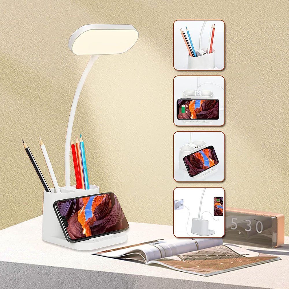 MOUTEN LED Schreibtischlampe LED-dimmbare Schreibtischlampe, 3 Farben, Augenpflege-Nachttischlampe | Tischlampen