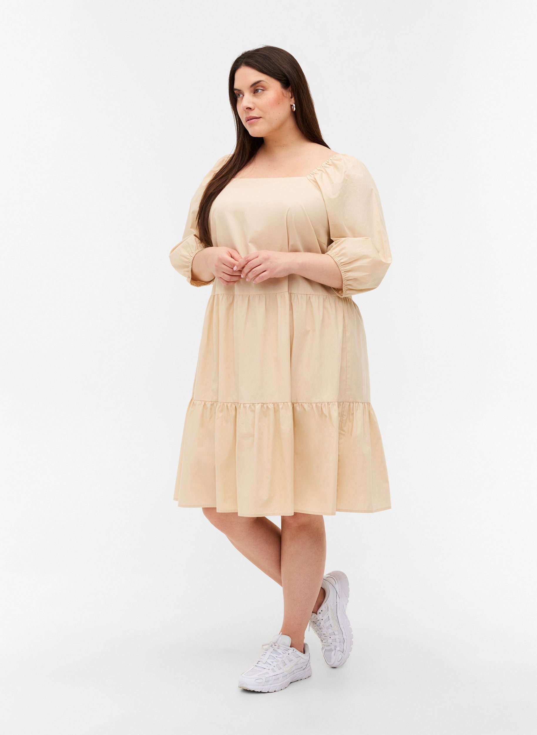 Zizzi A-Linien-Kleid Große Größen Damen Baumwollkleid mit A-Linie und  Ballonärmeln online kaufen | OTTO